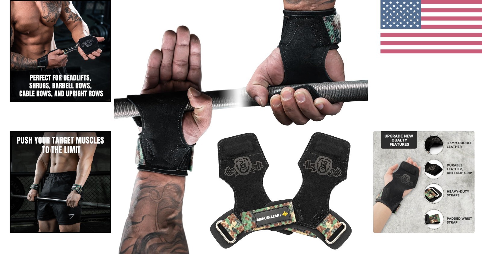 Ergonomic Double Leather Gym Lifting Straps for Deadlifts & Power Training