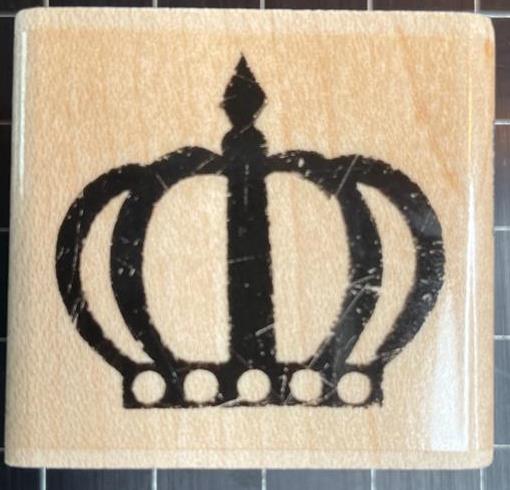 NEW Stampabilities Rubber Stamp distressed POKER CROWN  wood mntd