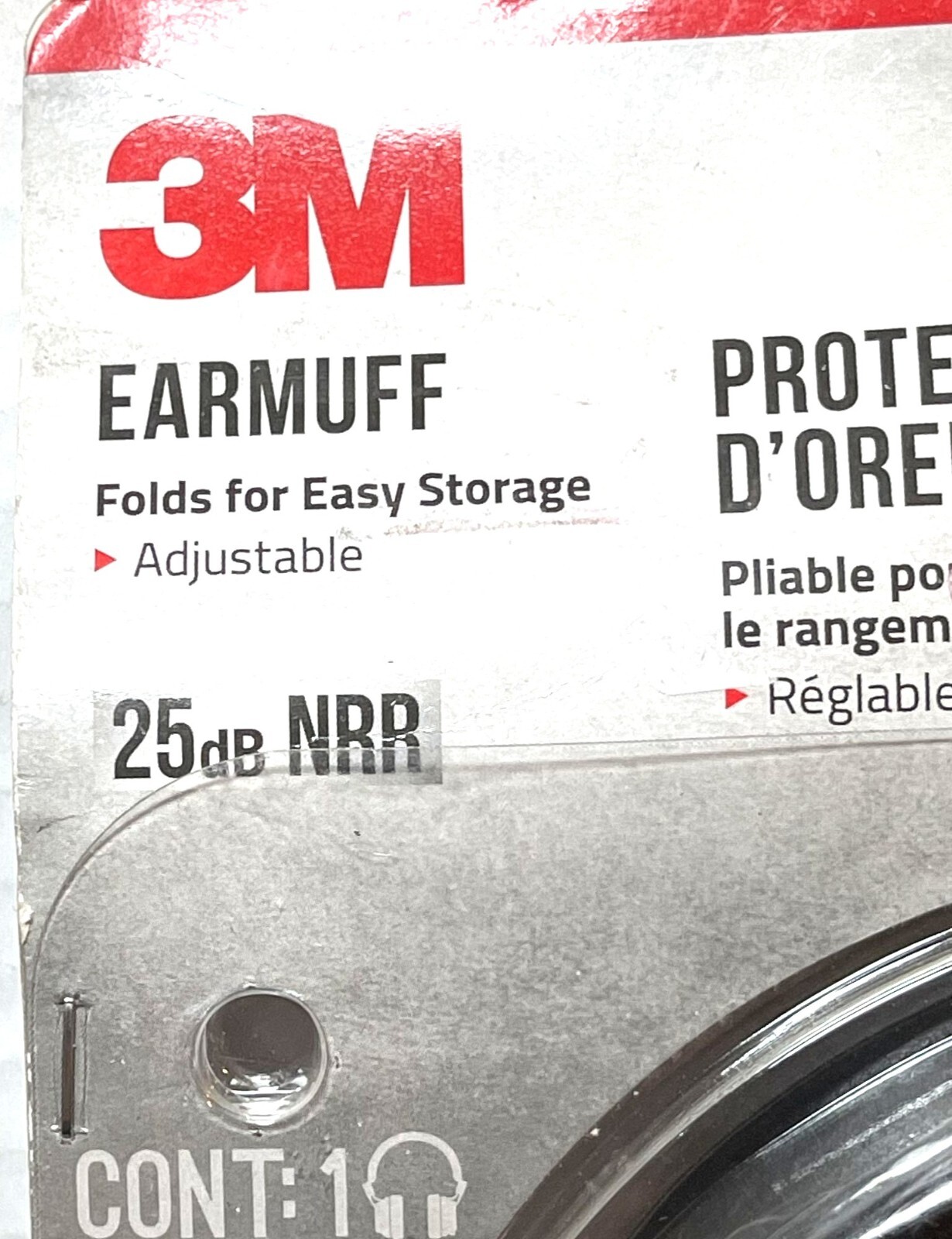 3M Earmuffs Noise Reduction Rating 25dB Adjustable Folds For Easy Storage Black