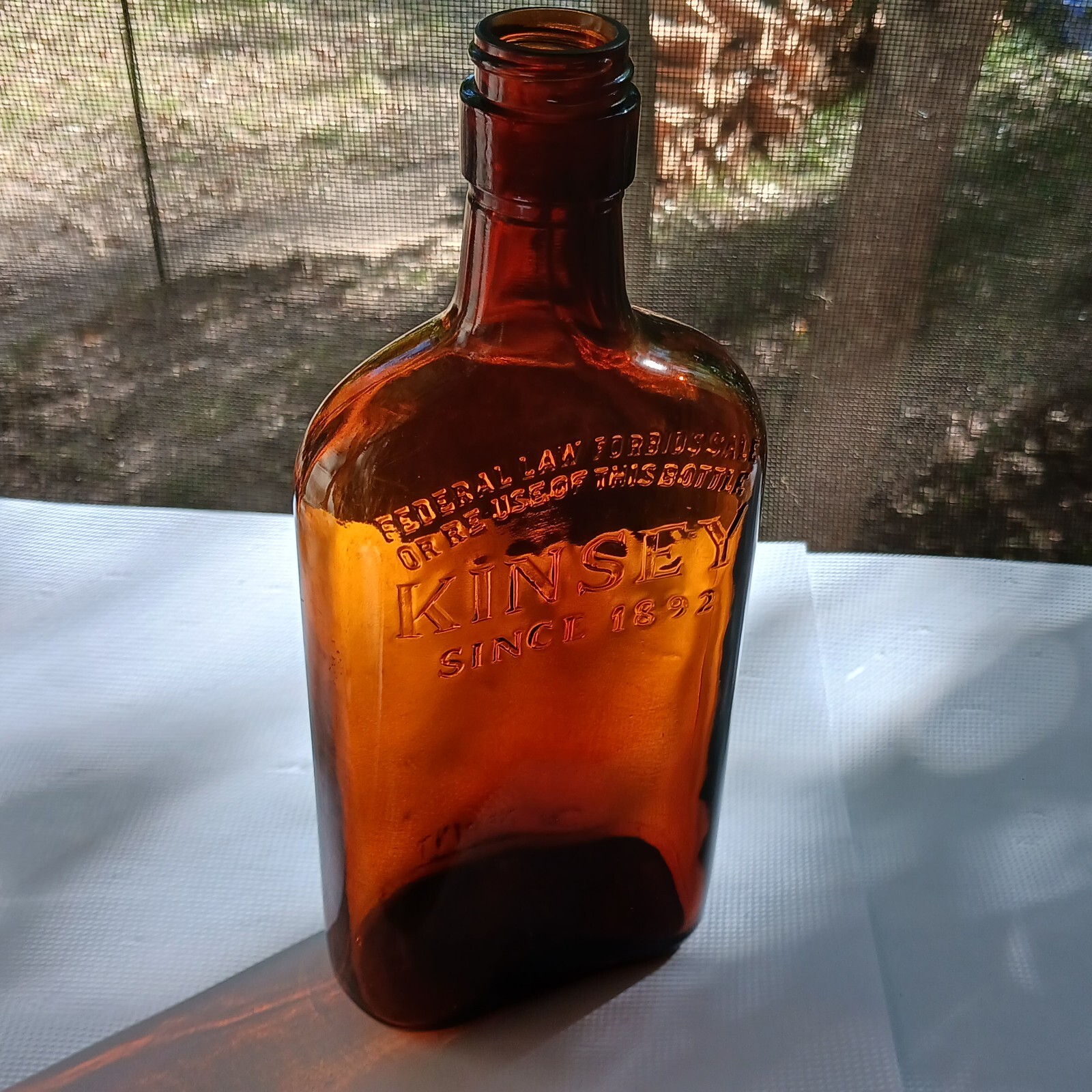 Amber Glass Bottle Embossed Kinsey Federal Law Forbids Sale Or Reuse Nice! #137