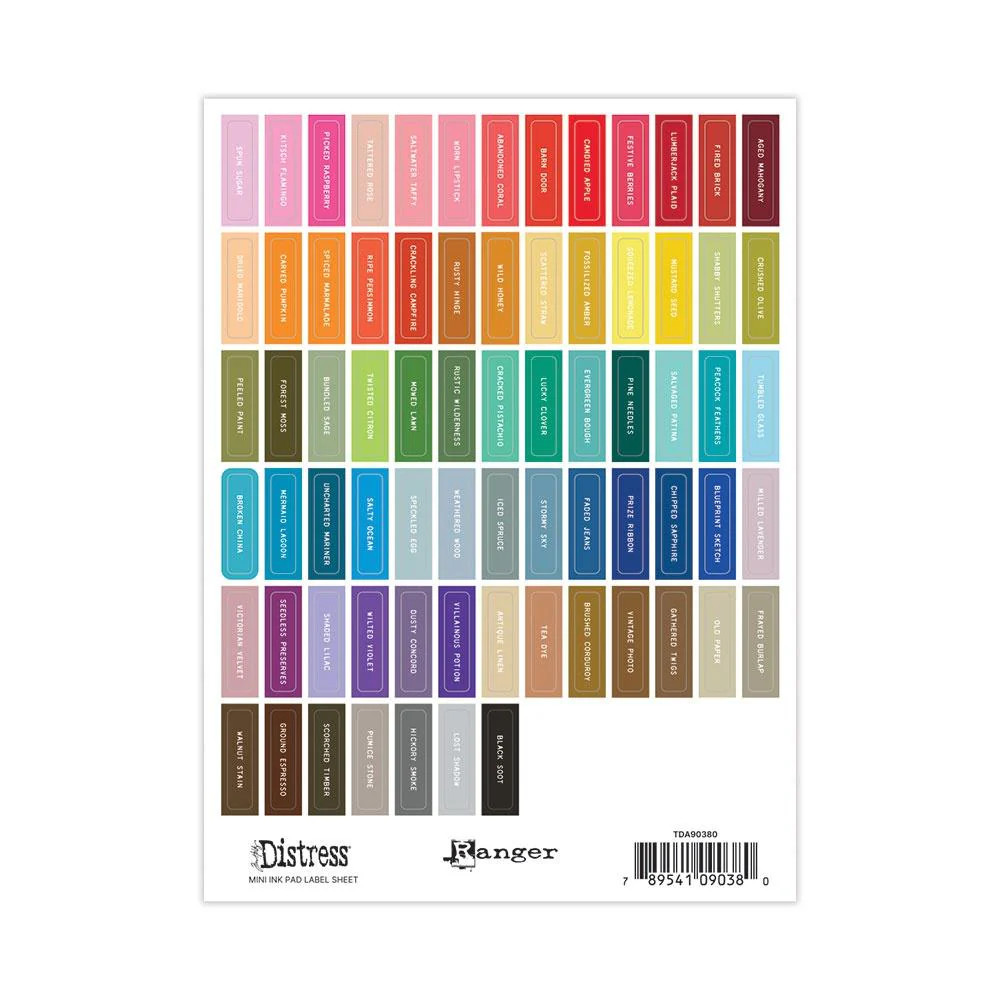 Ranger Distress Mini Ink Pad Label Sheet - White, TDA90380 byTim Holtz