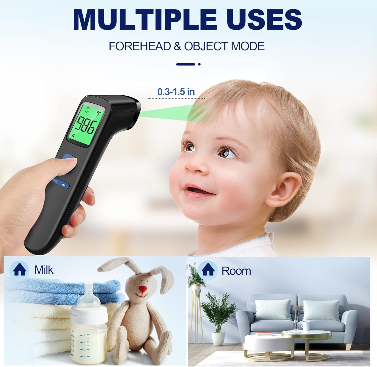 No-Touch Thermometer for Adults and Kids, Digital Baby Thermometer with Fever Al