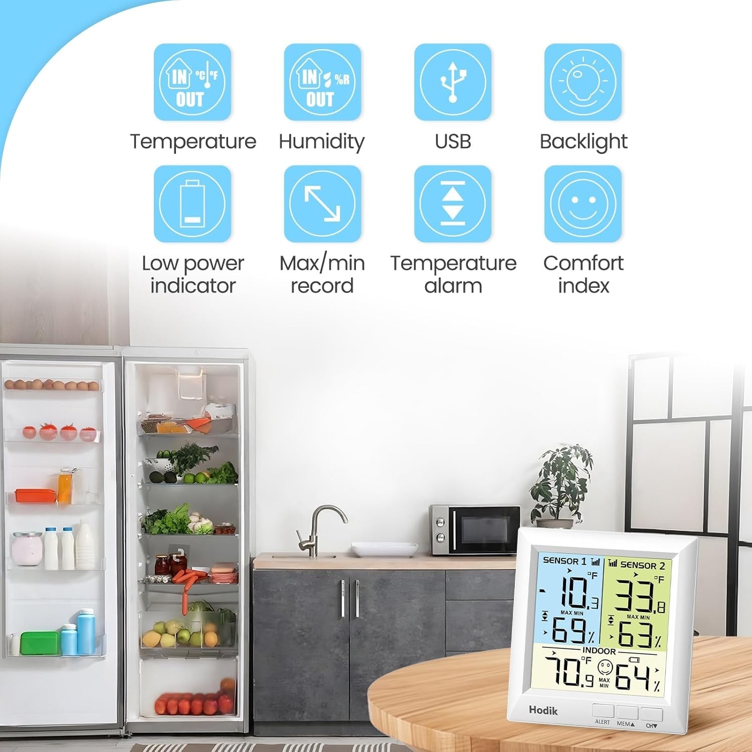 Wireless Freezer Thermometer with Alarm, Refrigerator Thermometer Digital wit...
