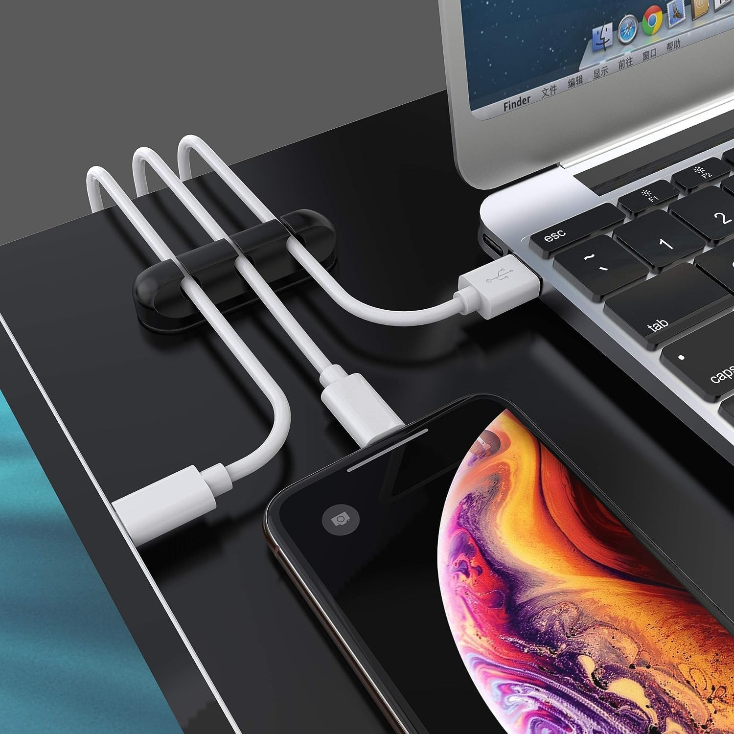 Cable Holder Clips, 3-Pack Cable Management Cord Organizer Clips Silicone Self A