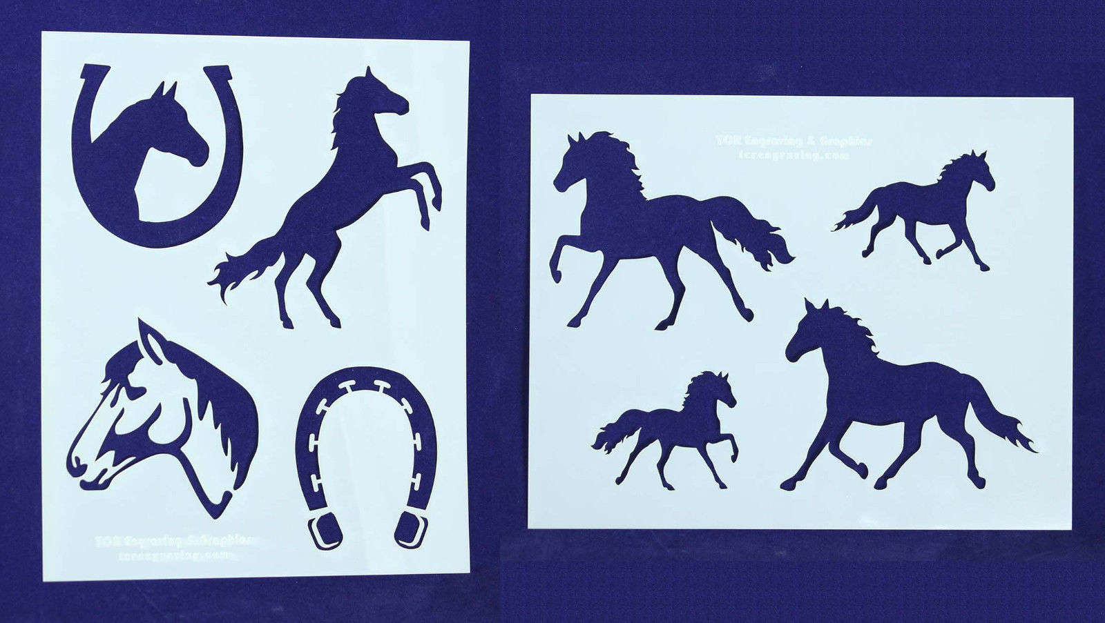 Horse/Horseshoe Stencils-2 Piece Set -Mylar 14 Mil   Painting/CraftsTemplate