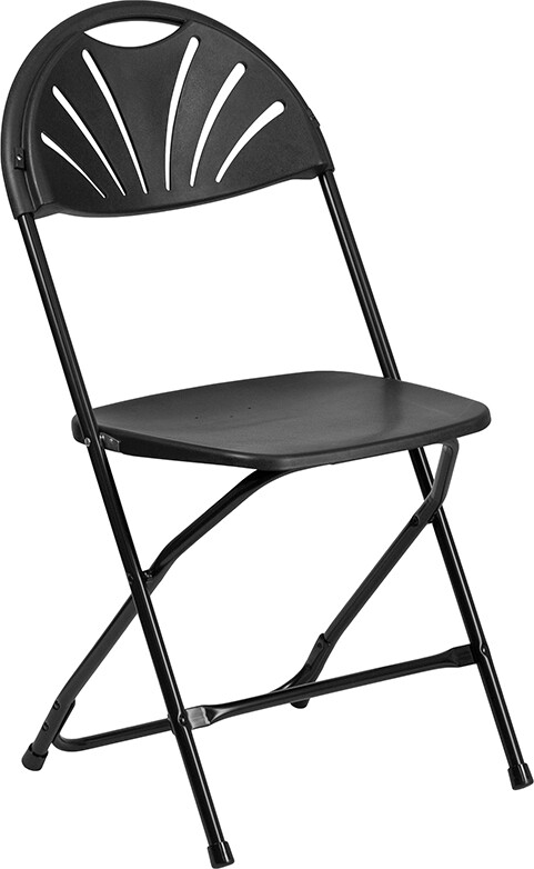 (100 PACK) 300Lbs Capacity Commercial Grade Fan Back Black Plastic Folding Chair