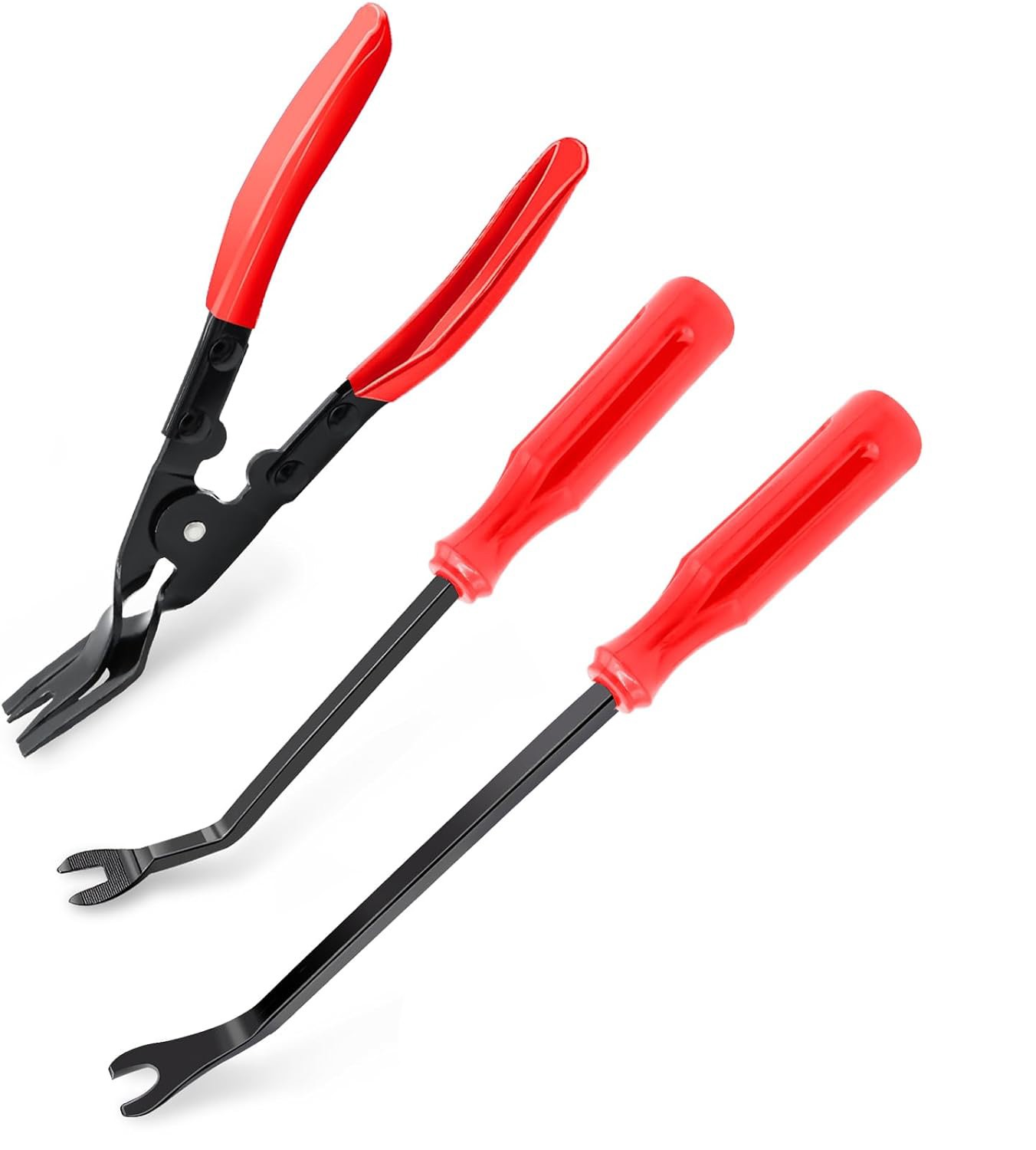 3PC Red Auto Clip Pliers Set Fastener Remover Car Trim Rivet Removal Pry Tool US