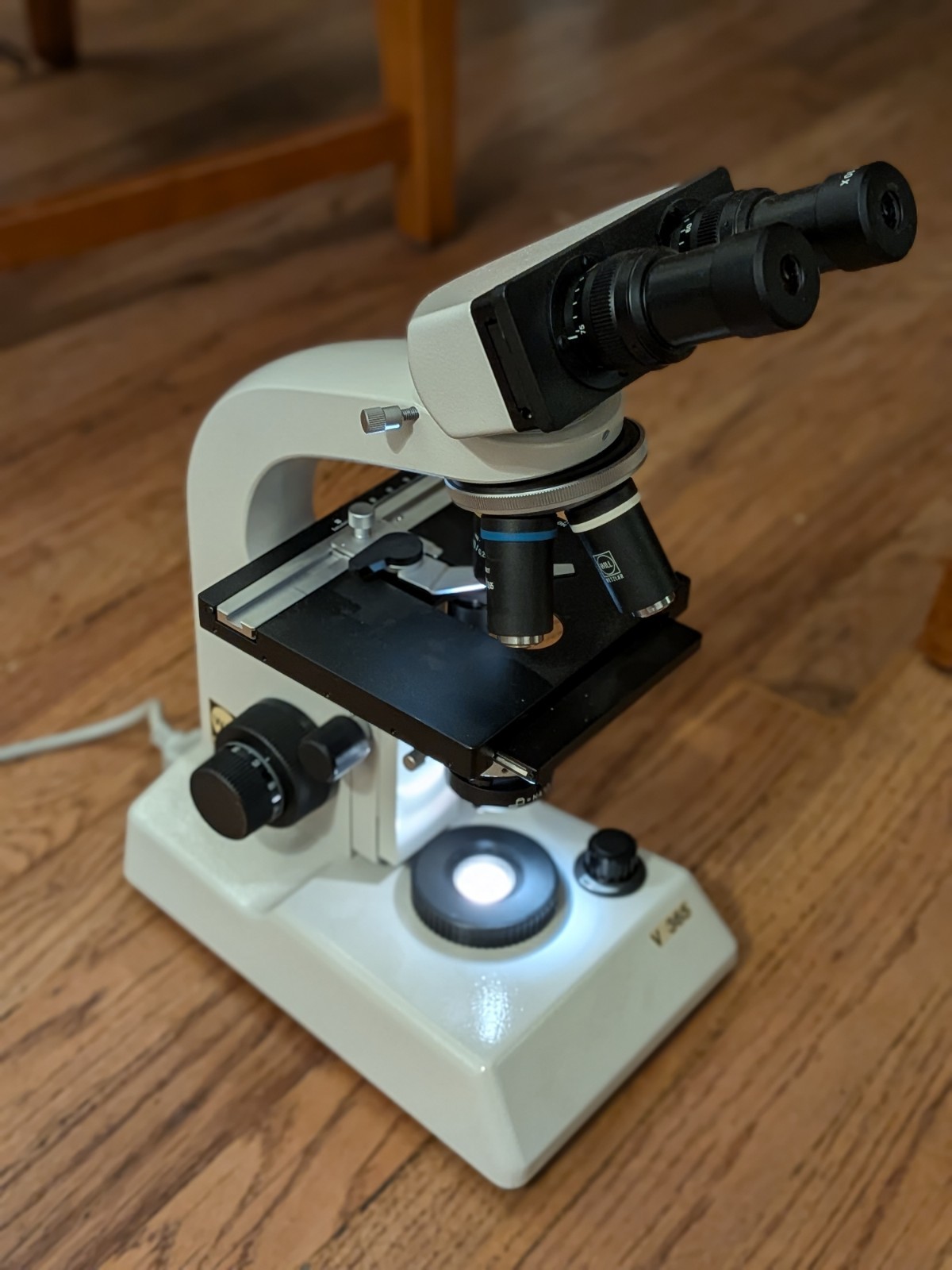 Will Wetzlar V-365 Microscope Binocular 4 Objectives Germany Works 1980s Hund