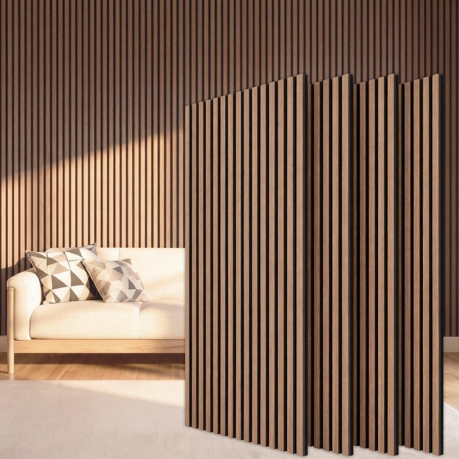 Wood Slatwall Panels, 4 Pack 47.2" x 23.6"/ 120 x60cm(31ft²) Acoustic Wall Pa...