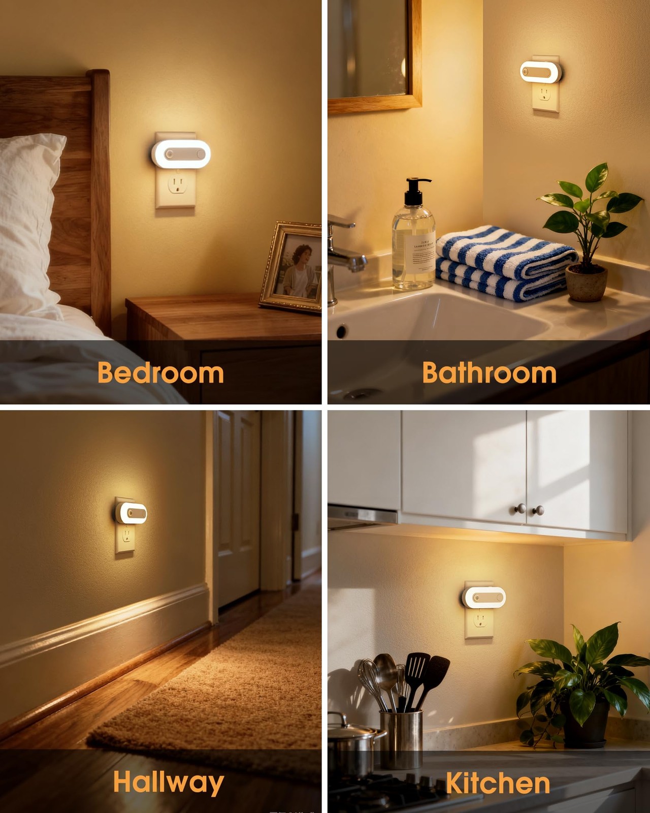 Plug-in LED Night Light with Motion Sensor & Dusk to Dawn Sensor, Dimmable Wa...