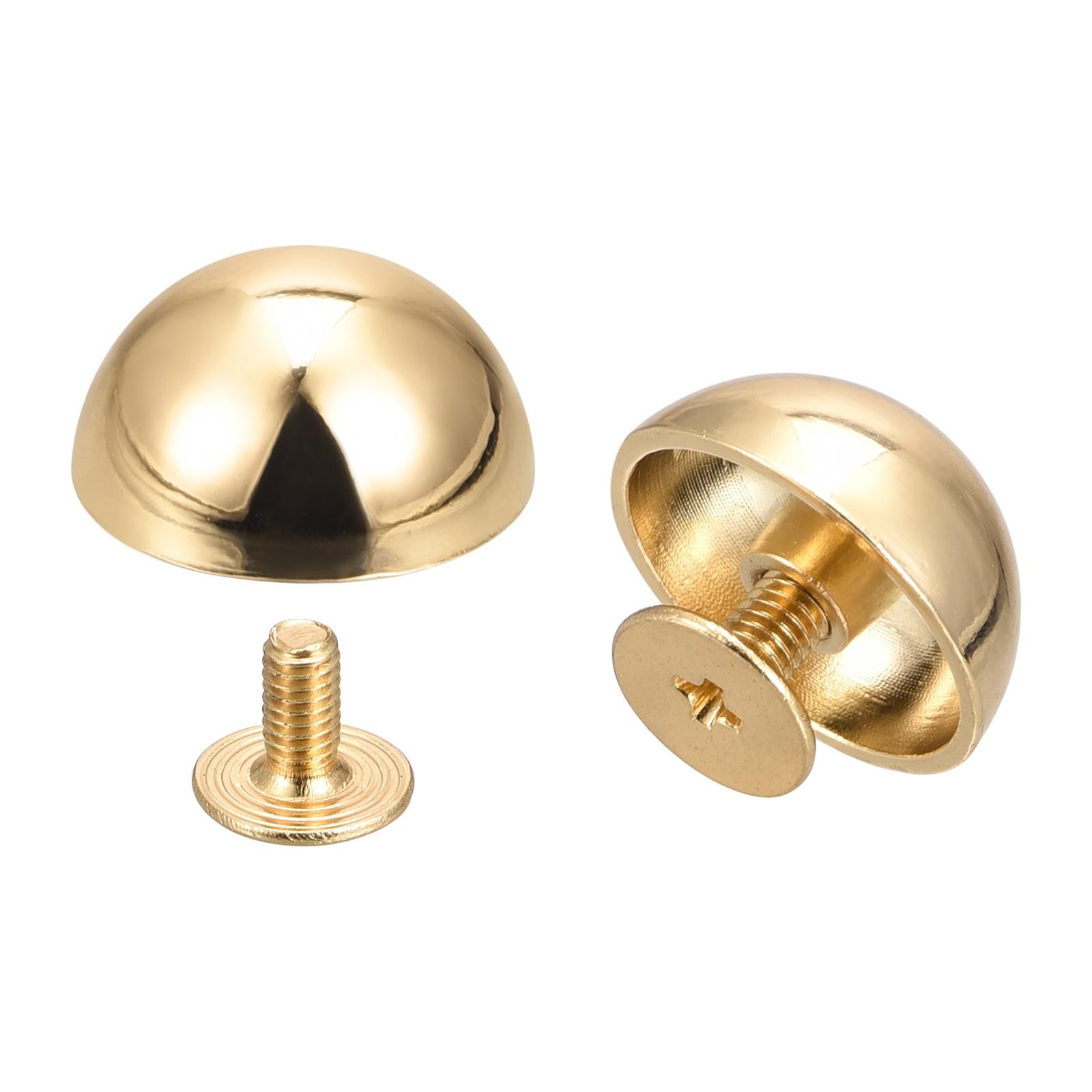 15x7.5mm Screw Back Rivets Round Cable Head Leather Studs Gold 10 Sets