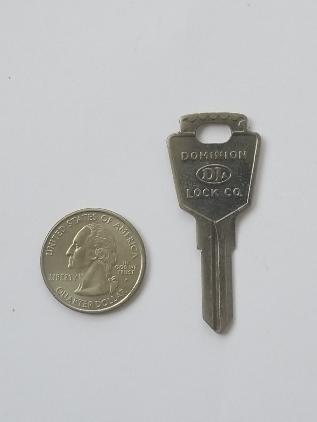 NEW Vintage DOMINION DL LOCK CO. 61PE Key UNCUT blank - Locksmith Nickel Finish