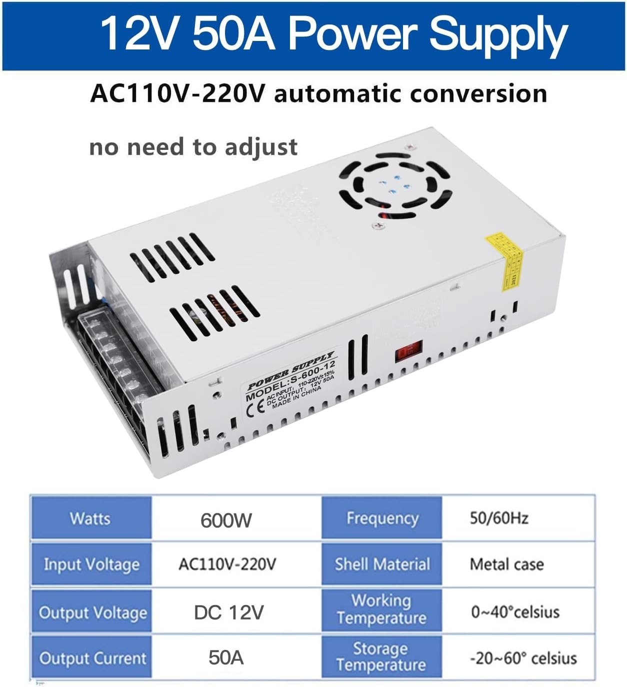 Professional 600W 12V CCTV Camera SMPS Transformer