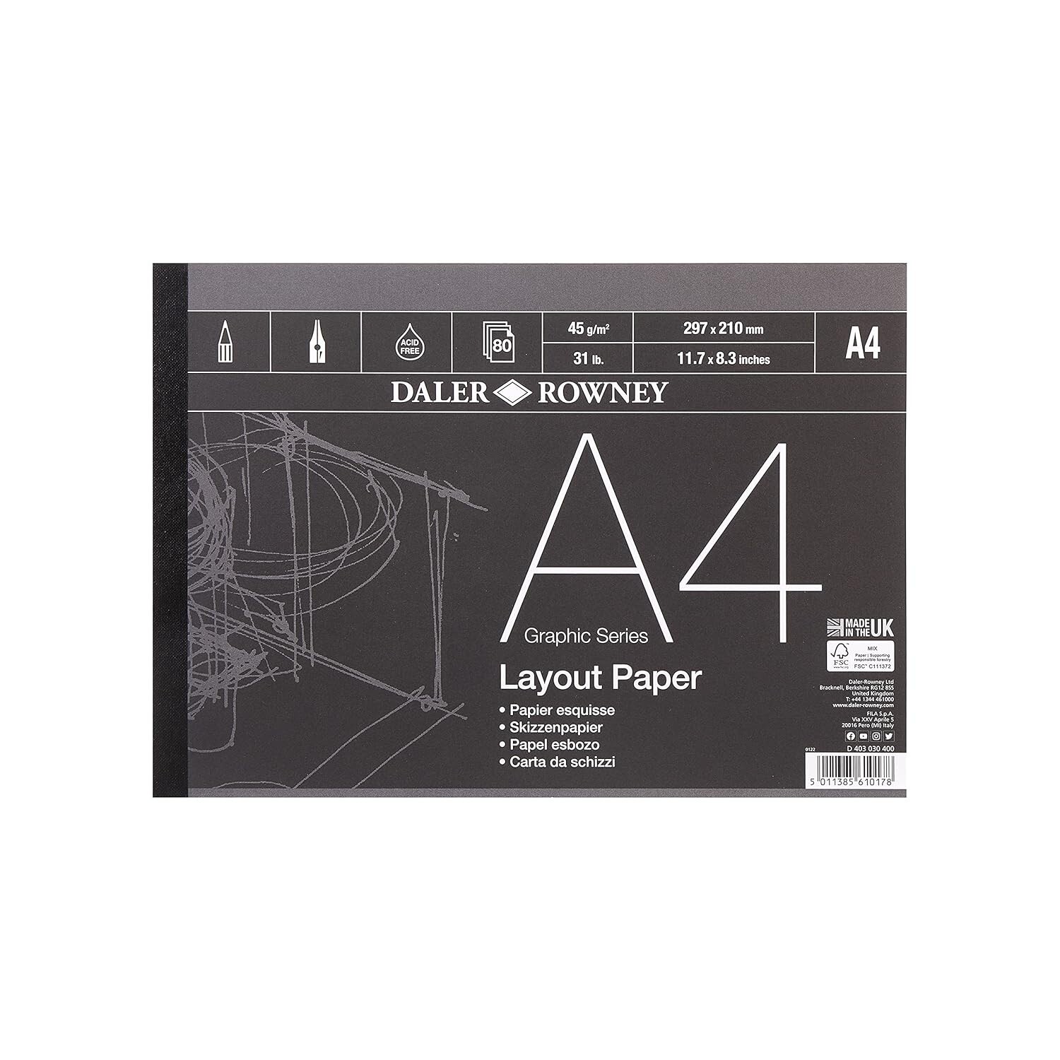 Daler-Rowney Graphic Series Layout Pad  2 x A4 45gsm 80 Sheets