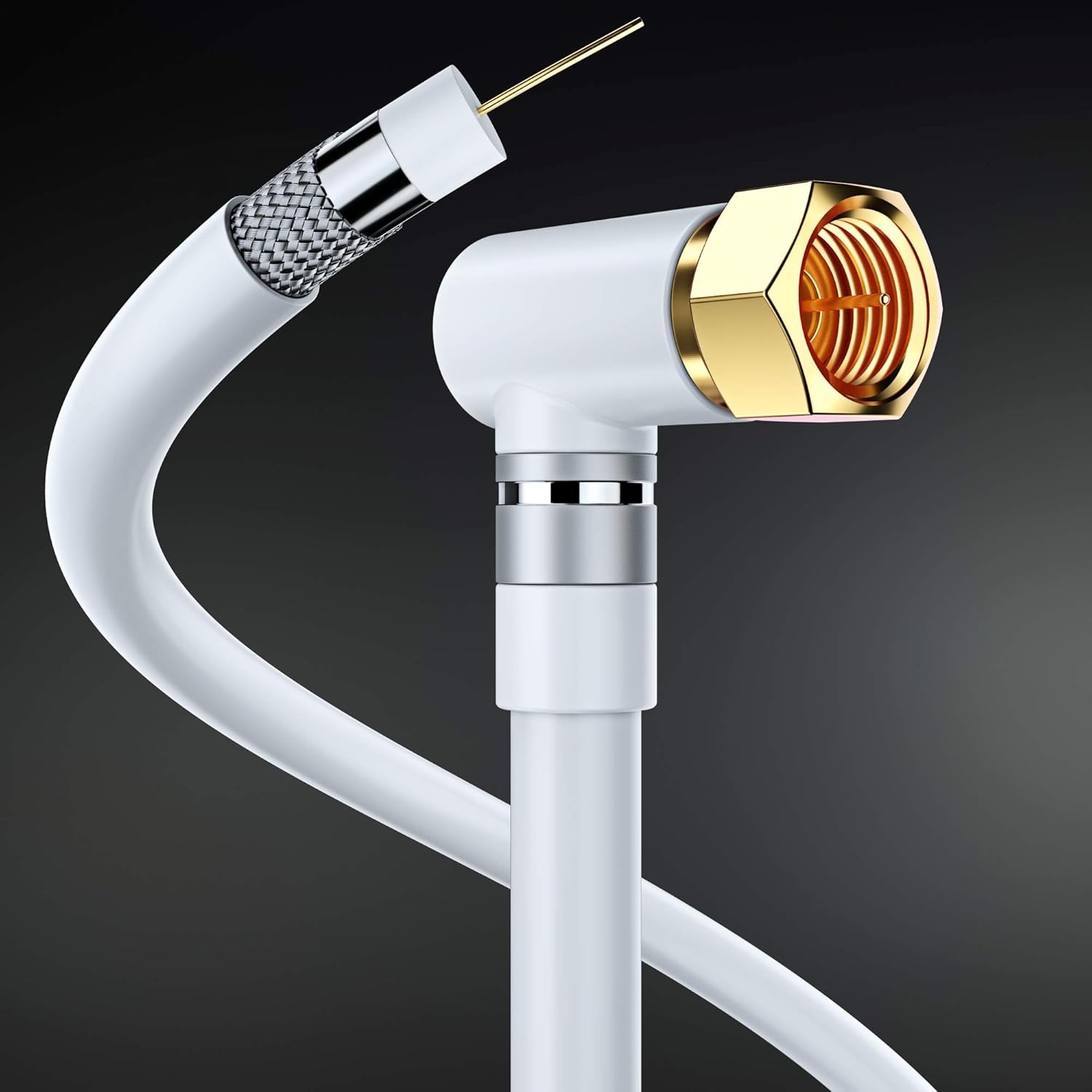 RG6 Coaxial Cable 25ft with 90-Degree Angled Connector - Ultimate Flexibility