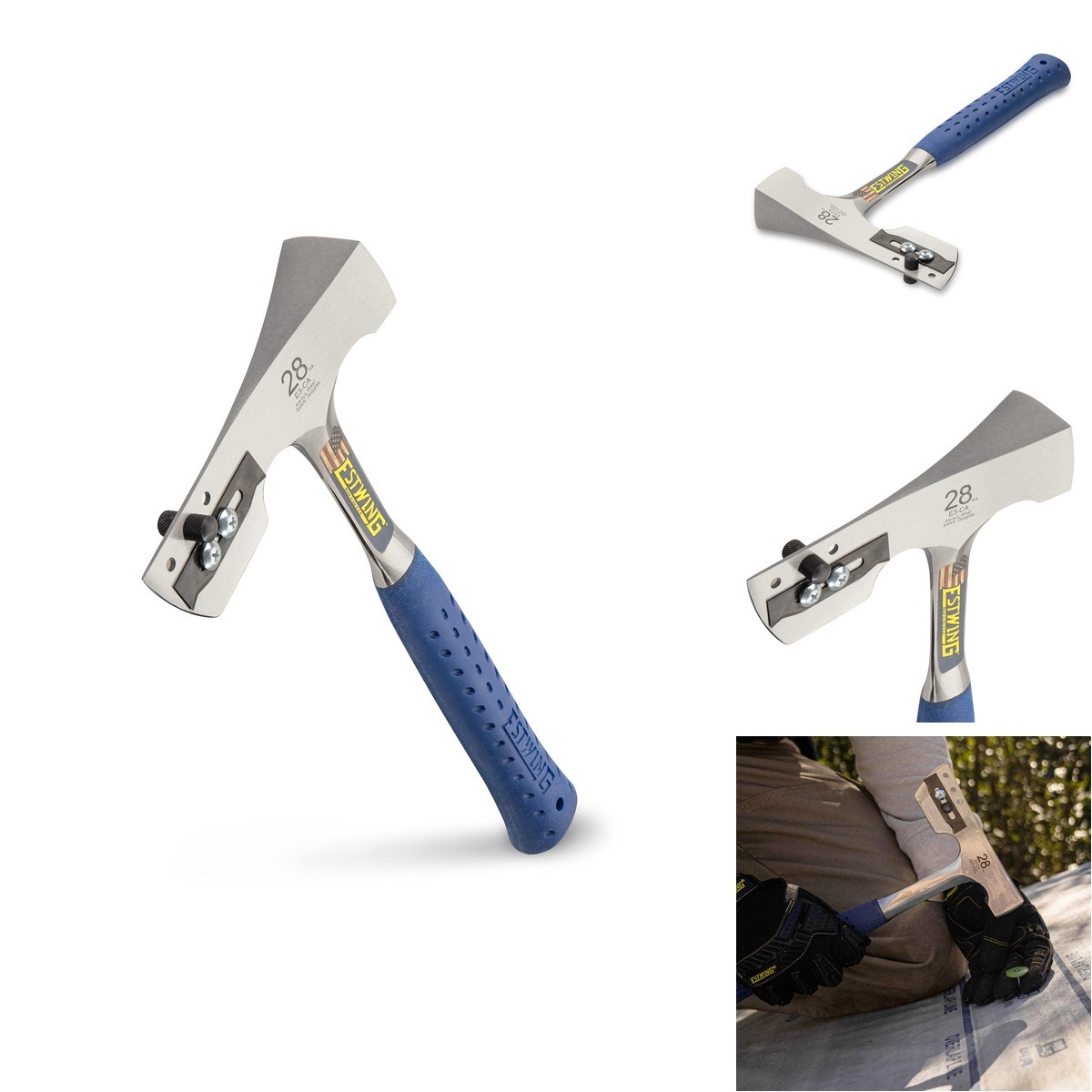 Estwing E3-CA Shingler's Hammer 28 oz USA Made Milled Face Shock Reduction Grip