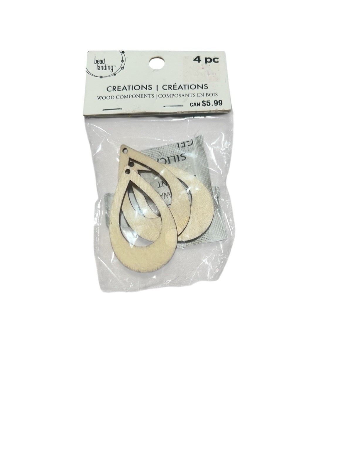 Bead Landing 8 Pkgs Wood Earring Craft Components Assorted Shapes (56 pc)