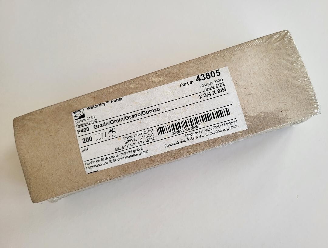 3M 213Q Abrasive Sand Paper Sheets Grade P400 (2 3/4" x 9", Qnty 200) NOS