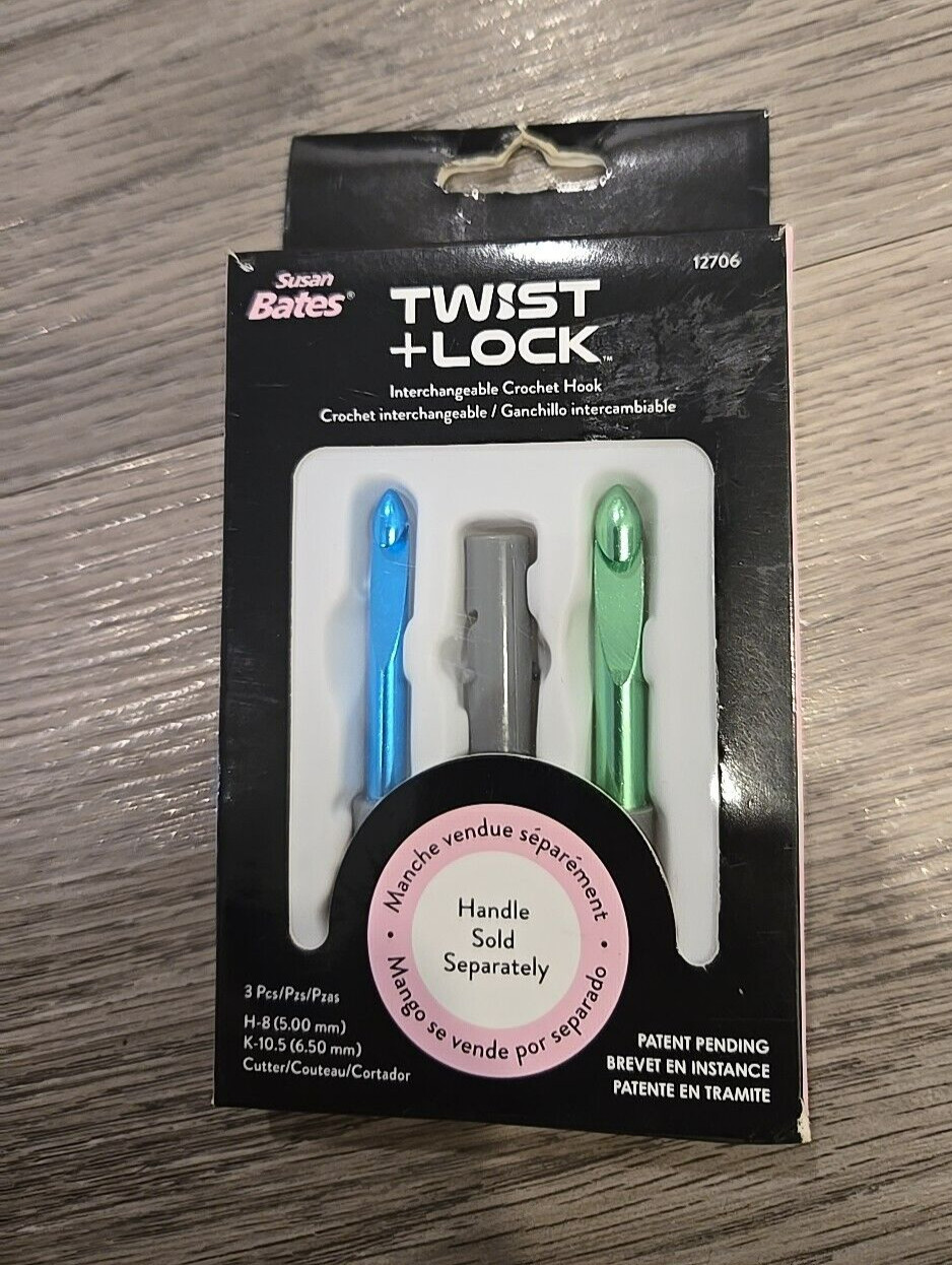 SUSAN BATES Twist + Lock Interchangeable Crochet Hooks H-8 5.00 mm K-10.5  6.5mm