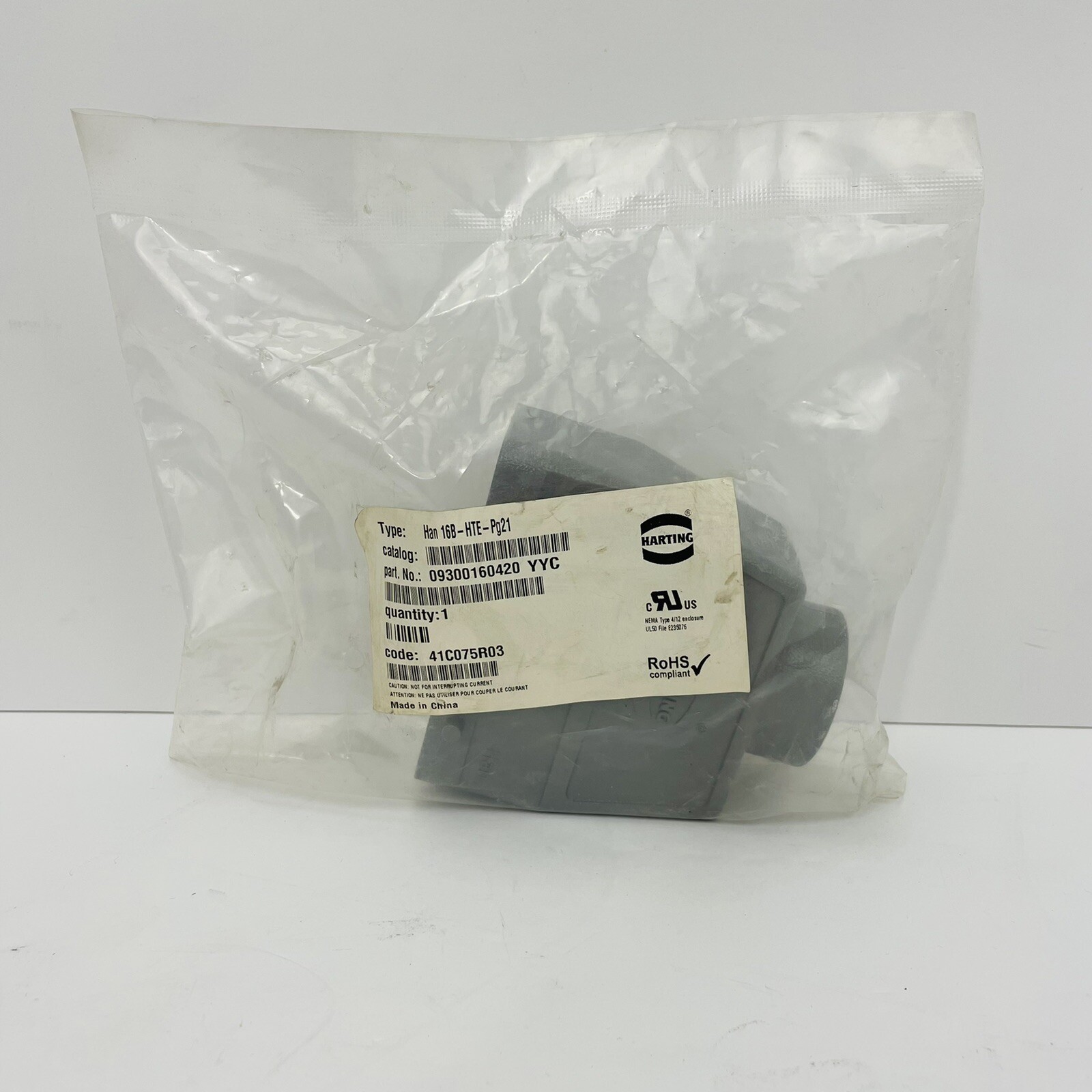 Harting Han 16B-HTE-Pg21 09300160420 YYC Hood Top Entry Size 16B ~NEW~