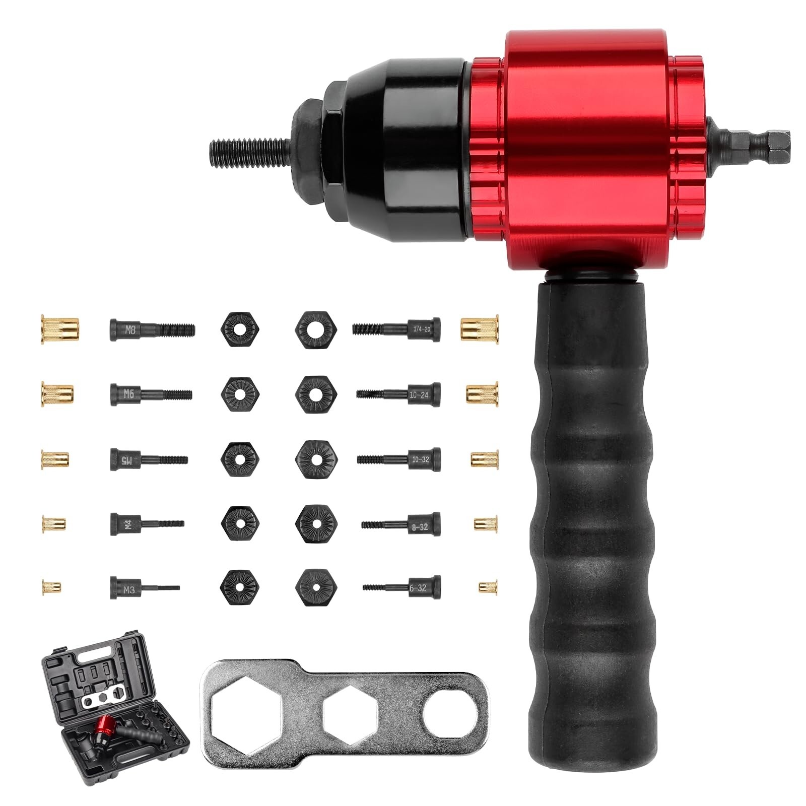Electric Rivet Nut Gun Adapter Cordless Riveting Tool Insert Nut Drill Tool Kit