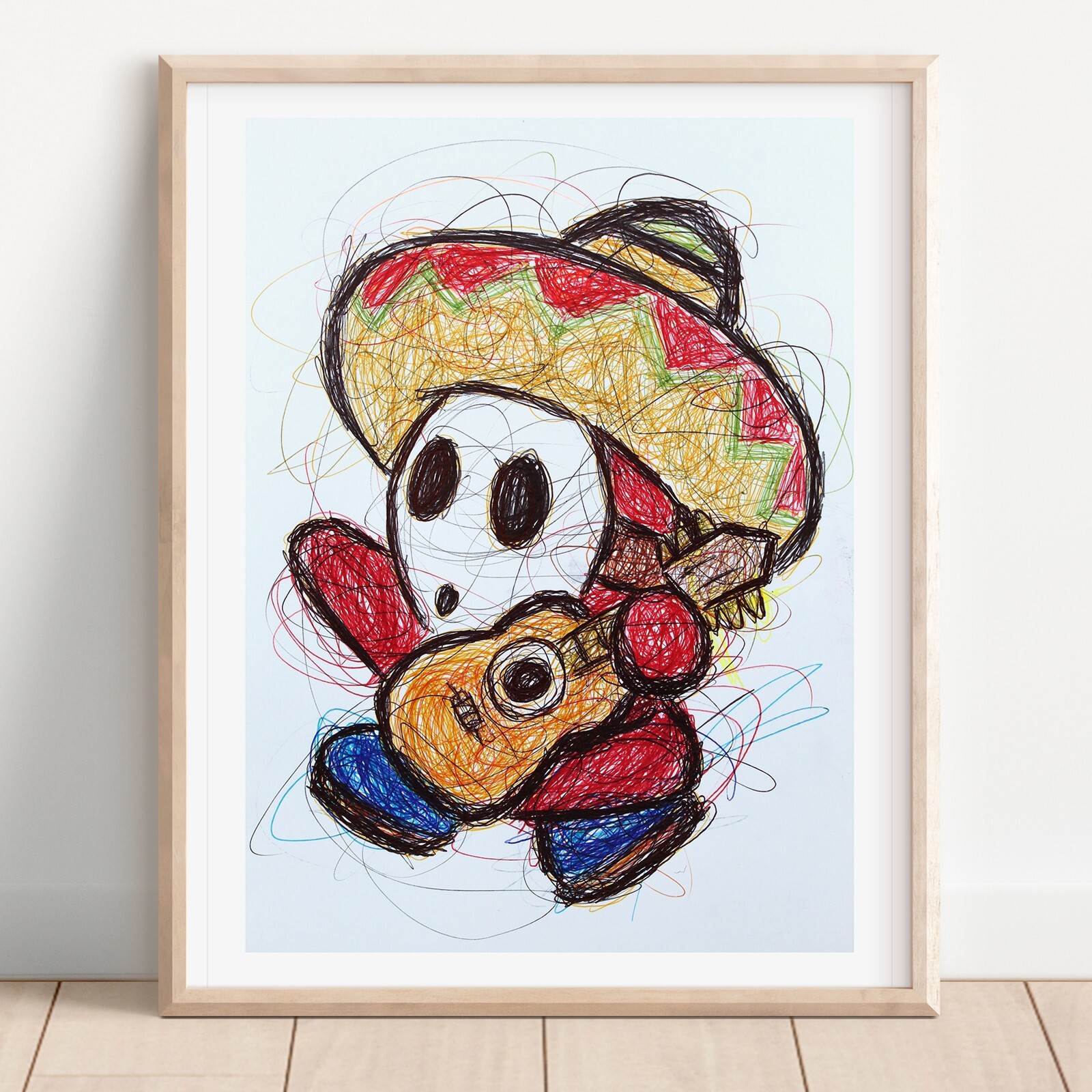 Sombrero Guy Ballpoint Pen Print, Super Mario Art Print