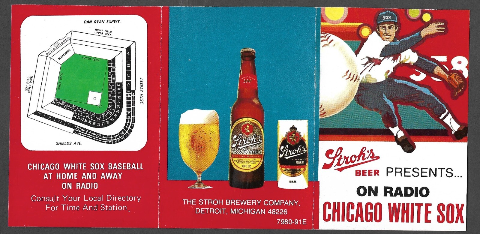 1979 CHICAGO WHITE SOX  Strohs  Regular Season  POCKET SCHEDULE  NM-MINT