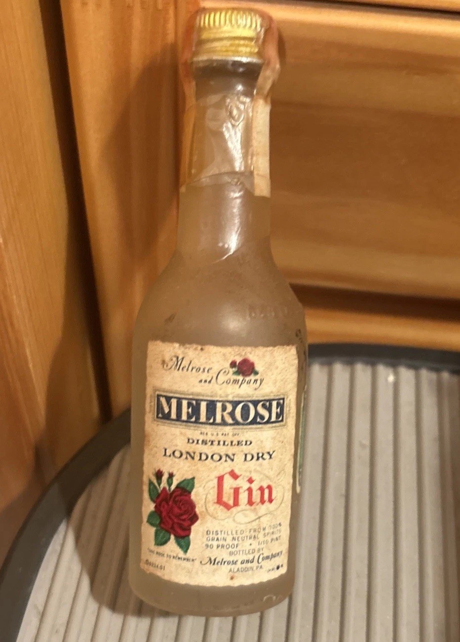 Melrose London Dry Gin Miniature 1/10 Pint Empty Glass Bottle