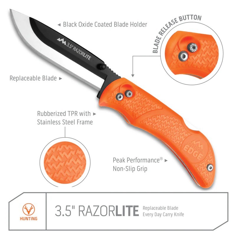 RazorPro® L Replaceable Blade Folding Hunting Knife 3.50" 420J2 Drop Point