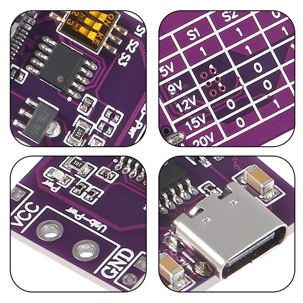 Type-C QC AFC PD2.0/3.0 to DC Fast Charge Trigger Detector USB-PD Module 2-Pack