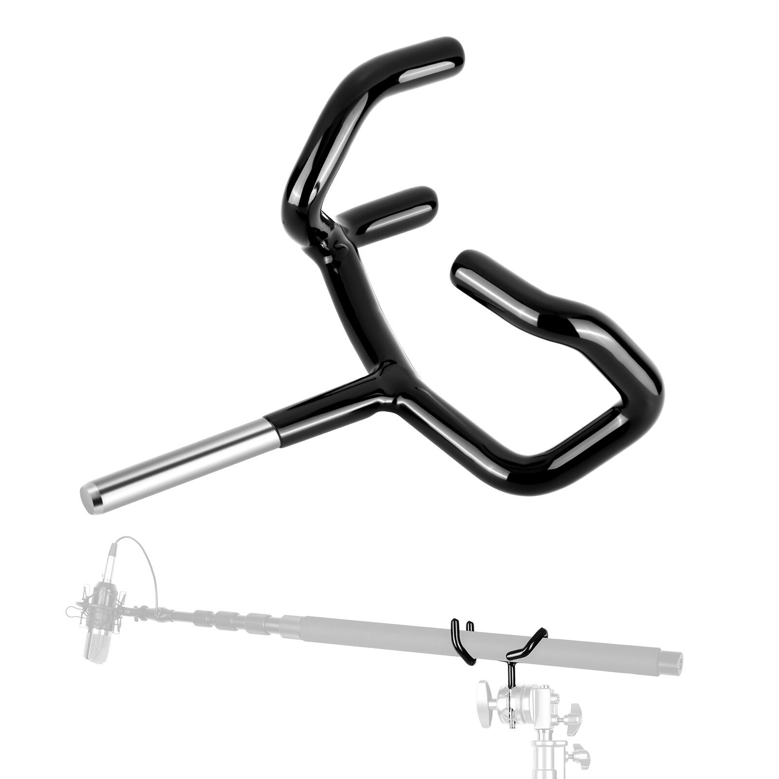 Neewer Black Metal Microphone Yoke Boompole Support Holder Mic Stand Mount