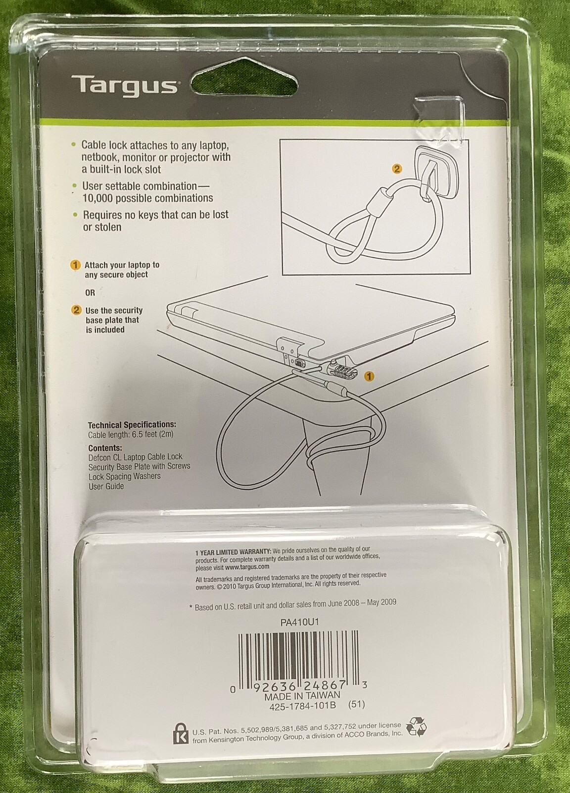 Targus DEFCON CL Laptop Cable Lock, Select your Combination, New Unopen Package