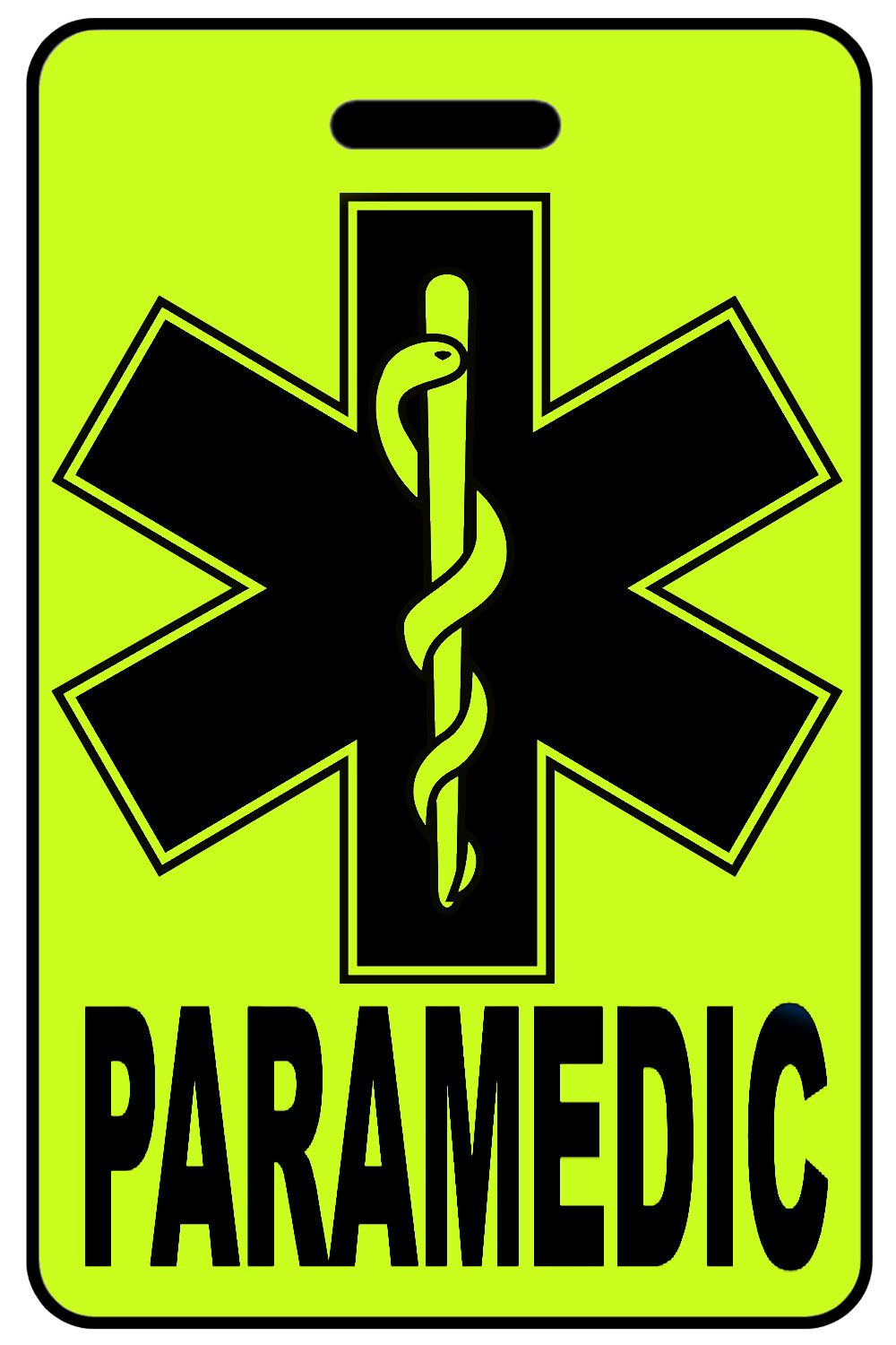 Personalized Hi-Viz Yellow PARAMEDIC Luggage/Gear Bag Tag