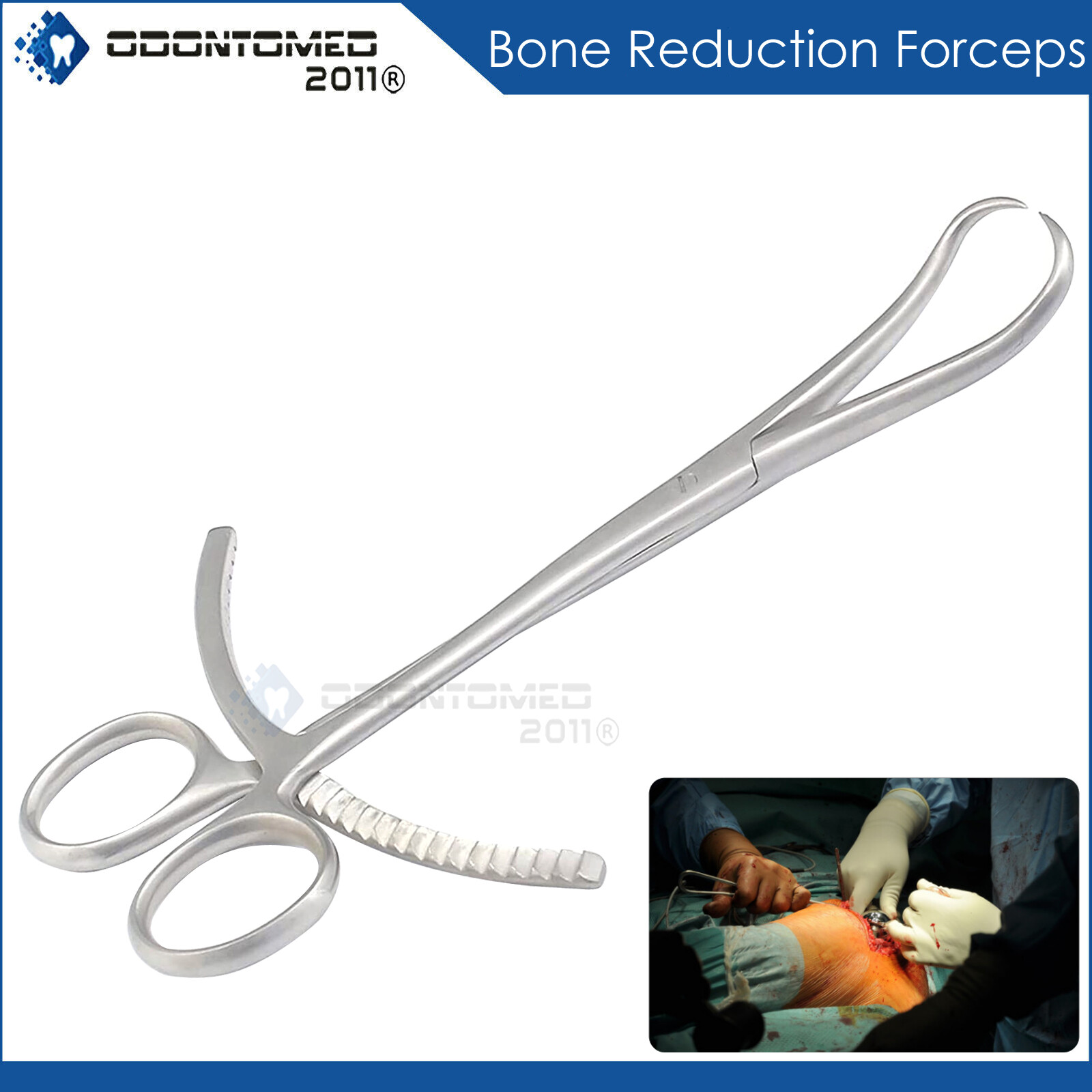 Or Grade Bone Reduction Forceps Curved Pointed Tips 8" Orthopedic Instruments