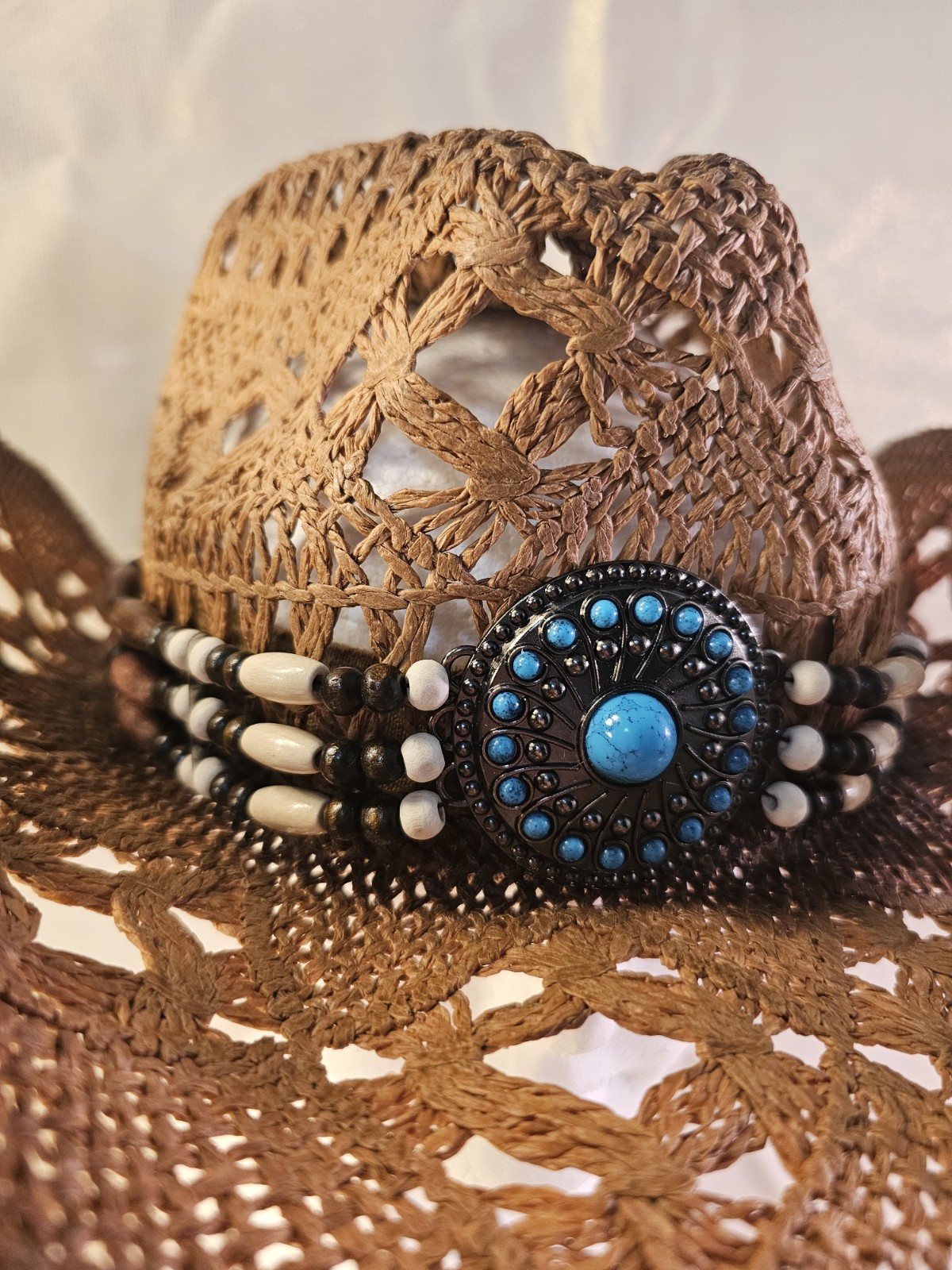 Beaded Concho Hat Band Western Hippie Boho Native American Style