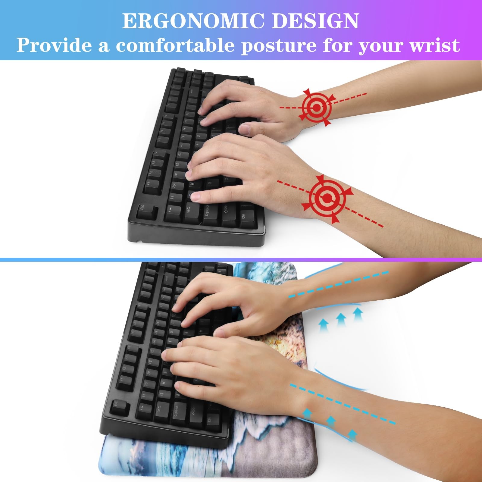 Computer Keyboard Stand with Wrist Rest Ergonomic Tilted Keyboard Holder - Ke...