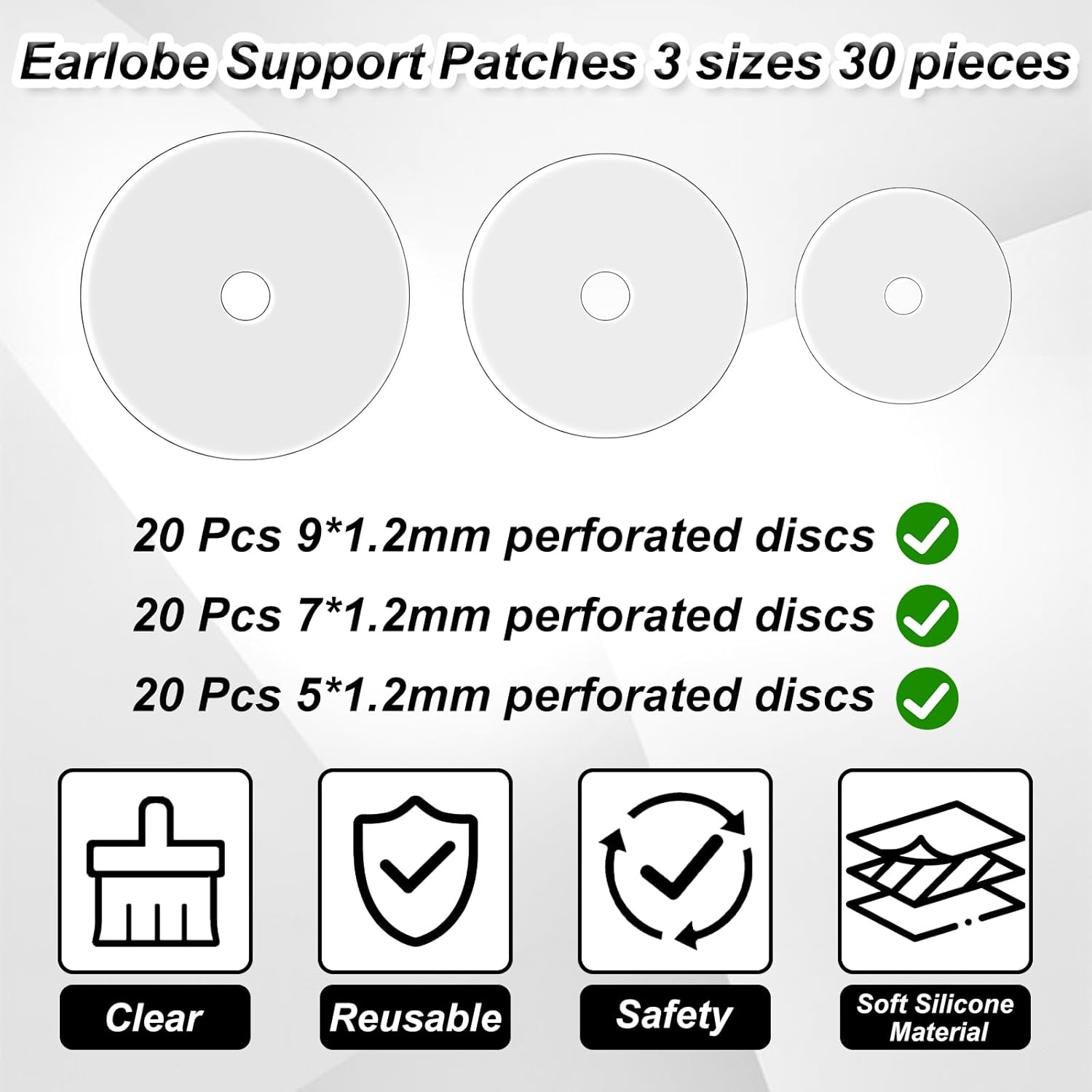 60Pcs Clear Piercing Discs, Plastic Earring Backs, Earrings Backs for Droopy Ear