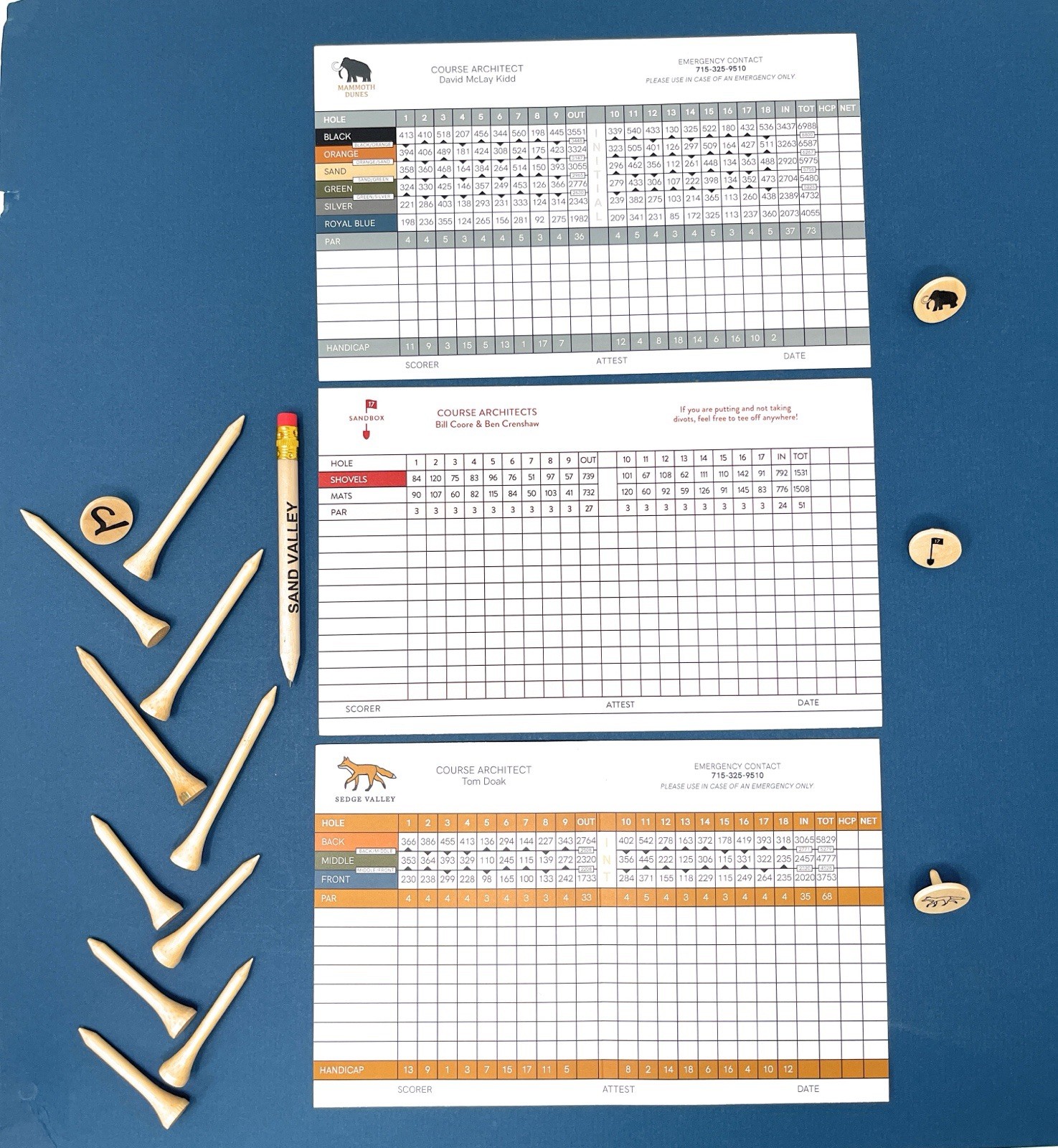 Sand Valley Golf Resort Memorabilia Lot Scorecards Ball Markers Tees Pencil WI