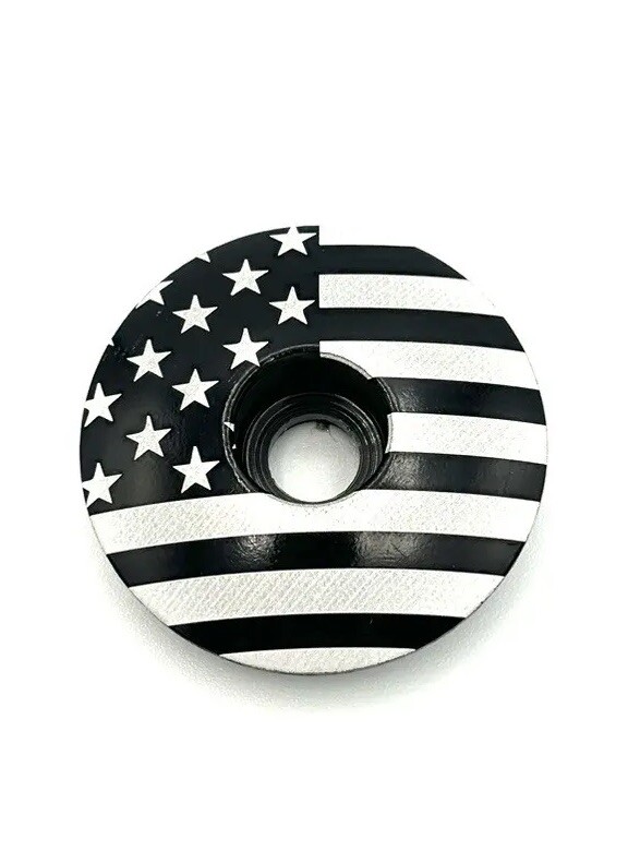 American Flag -  Threadless Bicycle Headset Stem Cap 1 1/8 USA Black