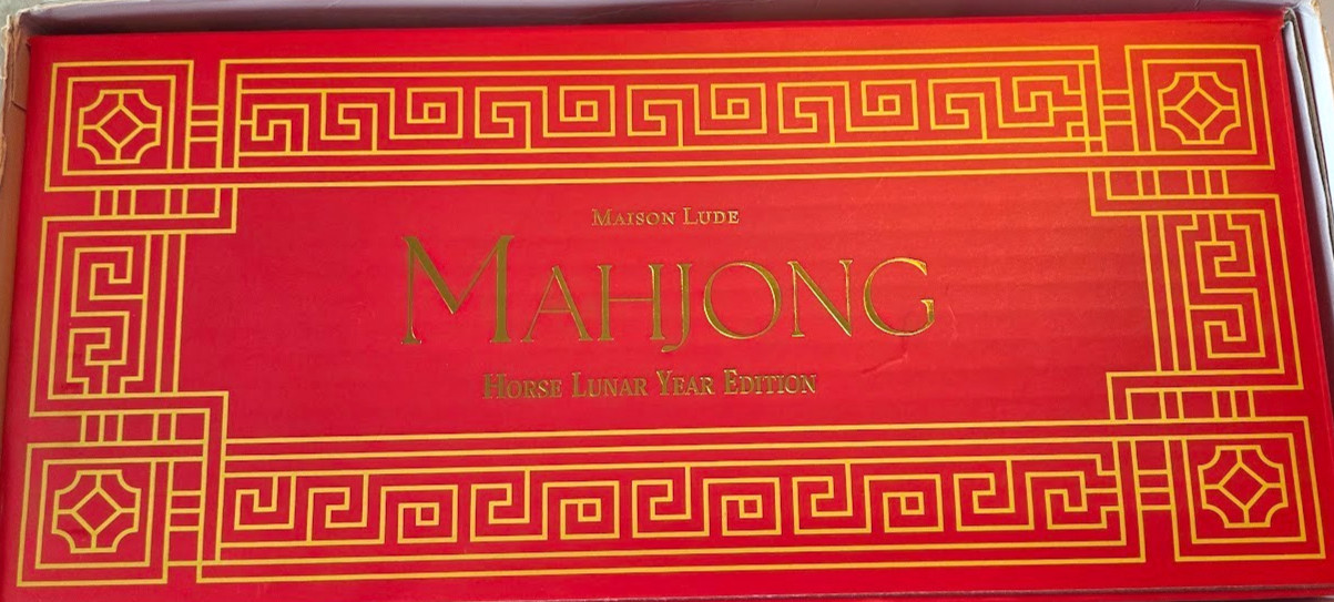 Maison Lude Mahjong Horse Lunar Edition 160 Acrylic Tile Set Vegan Leather NWT