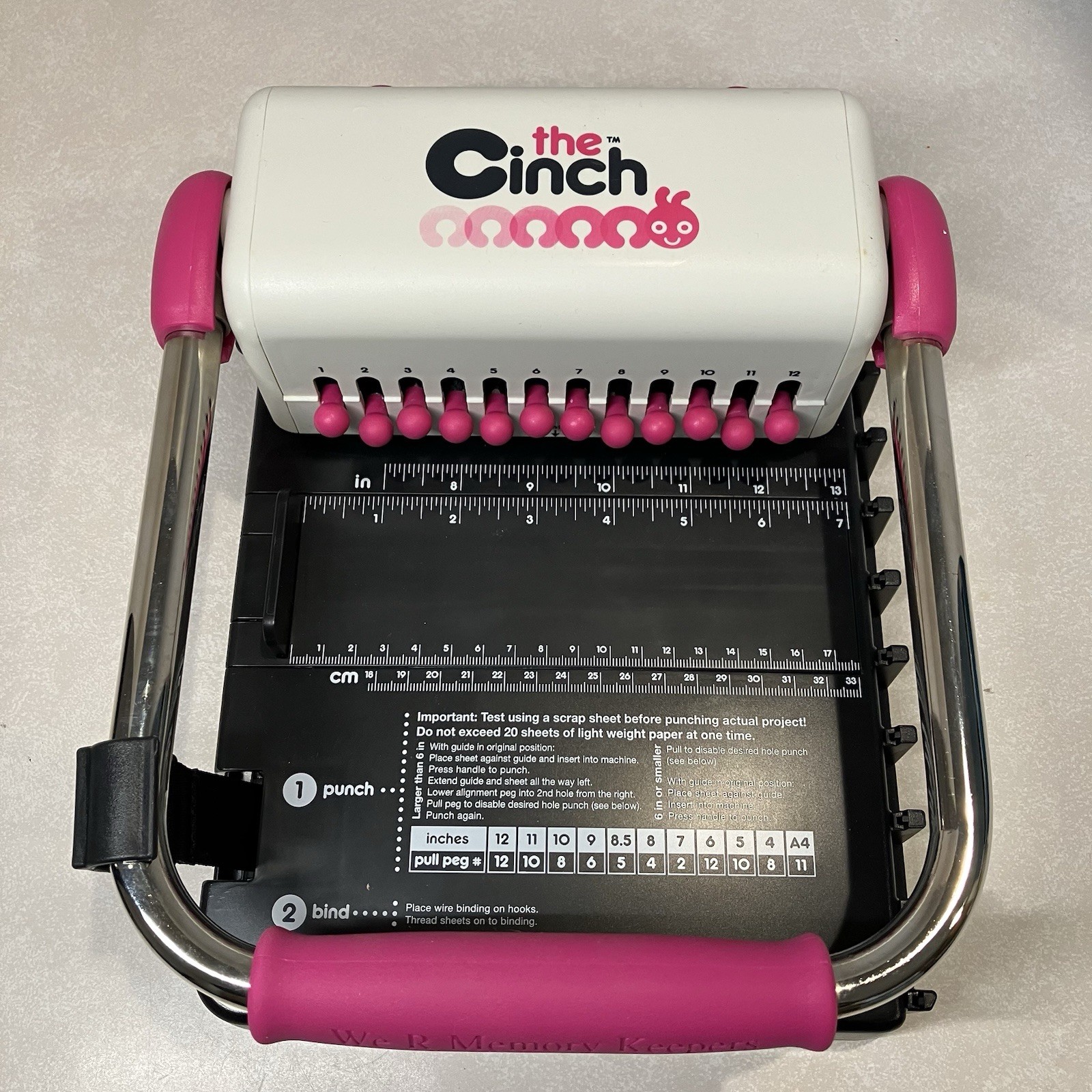 The Cinch Book Binding Machine Tool We R Memory Keepers USED Pink