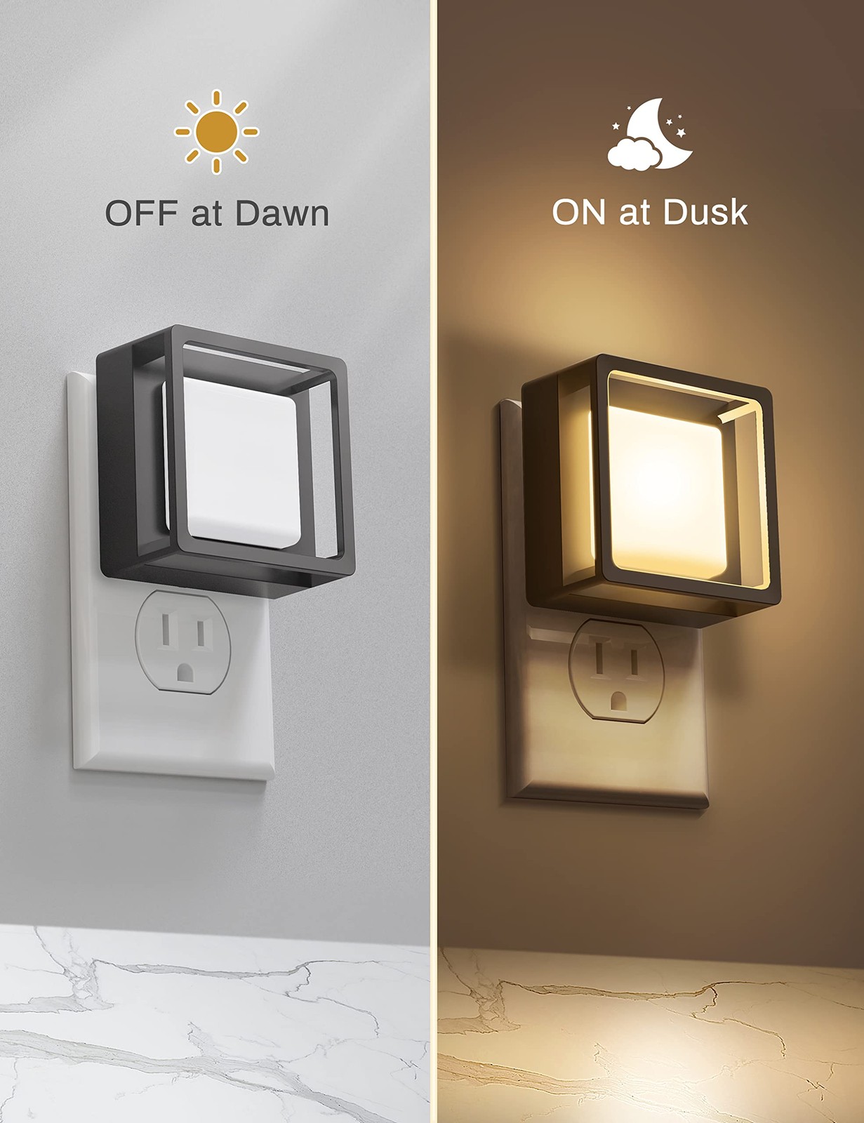 DORESshop LED Night Light, Lights Plug 2 Count (Pack of 1), Soft White