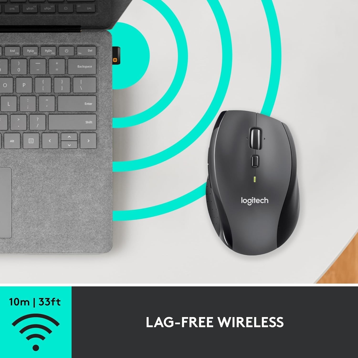 Logitech M705 Marathon Wireless Mouse, Gaming Mouse 2.4GHz Wireless PC Mac Black