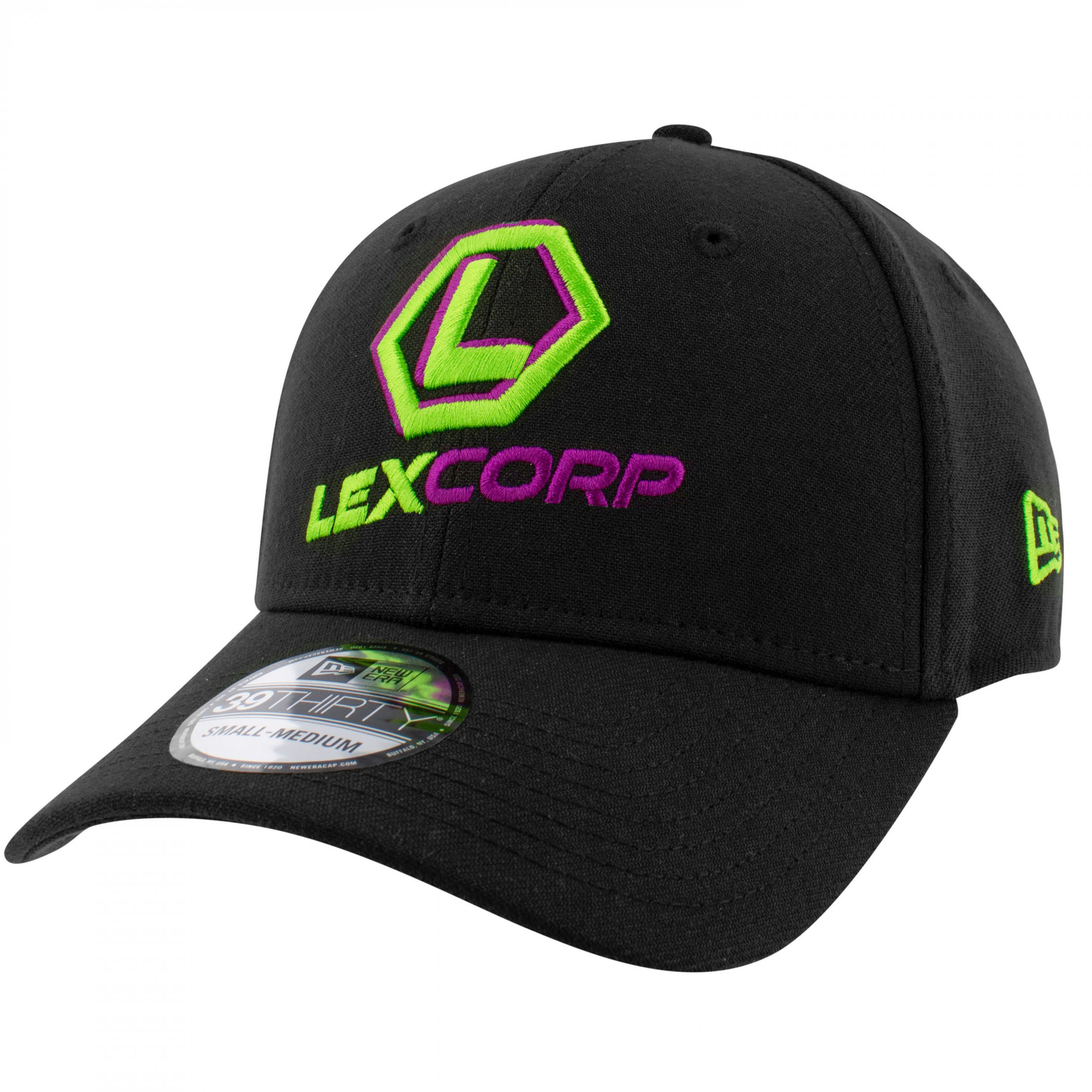 Lex Luther LexCorp Logo New Era 39Thirty Fitted Hat Black