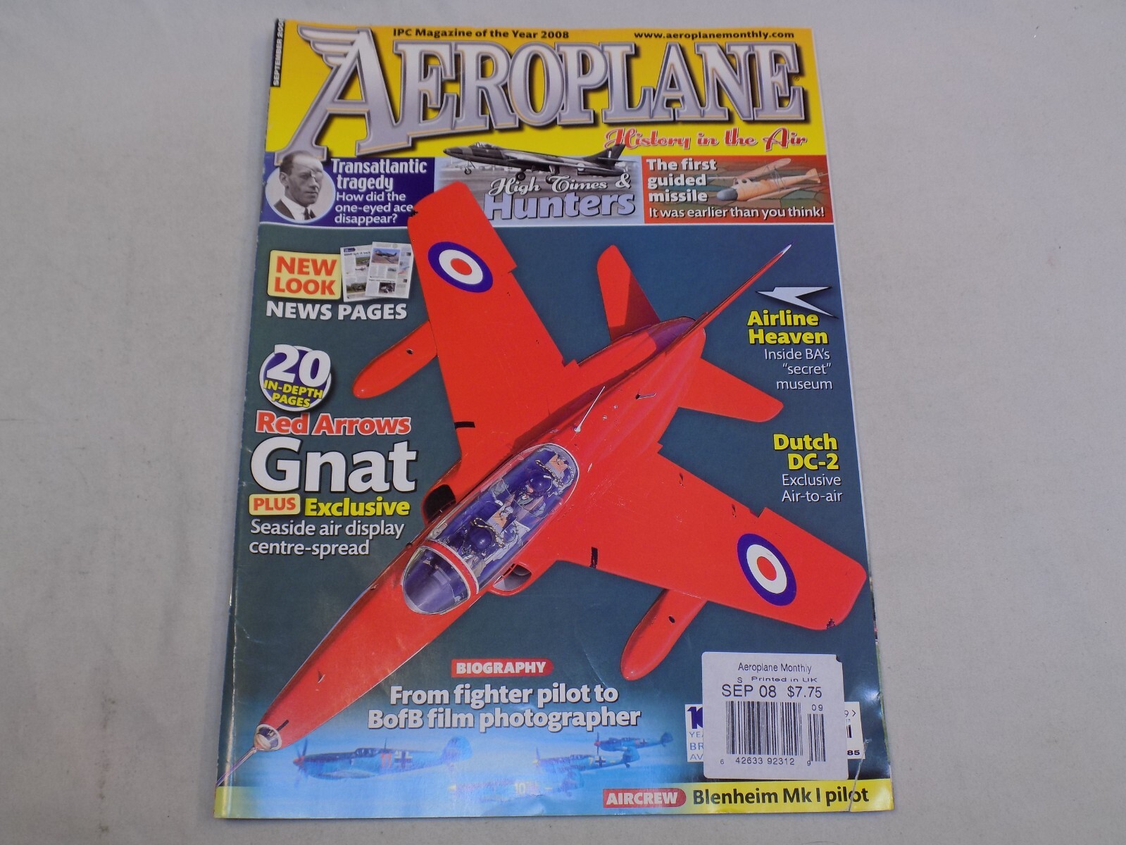 Aeroplane Magazine 9 2008 Red Arrows Gnat Dutch DC-2 Blenheim Mk 1 One Eyed Ace