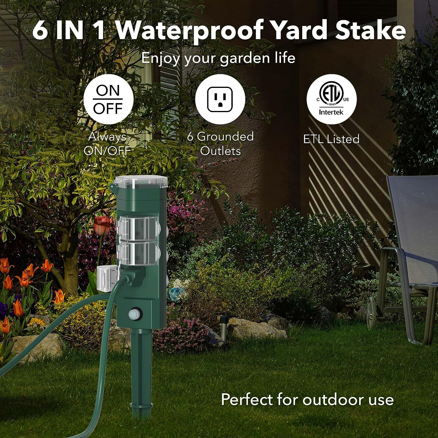 HBN Outdoor Power Strip Timer with Photocell (w Remote Control) Countdown Timer