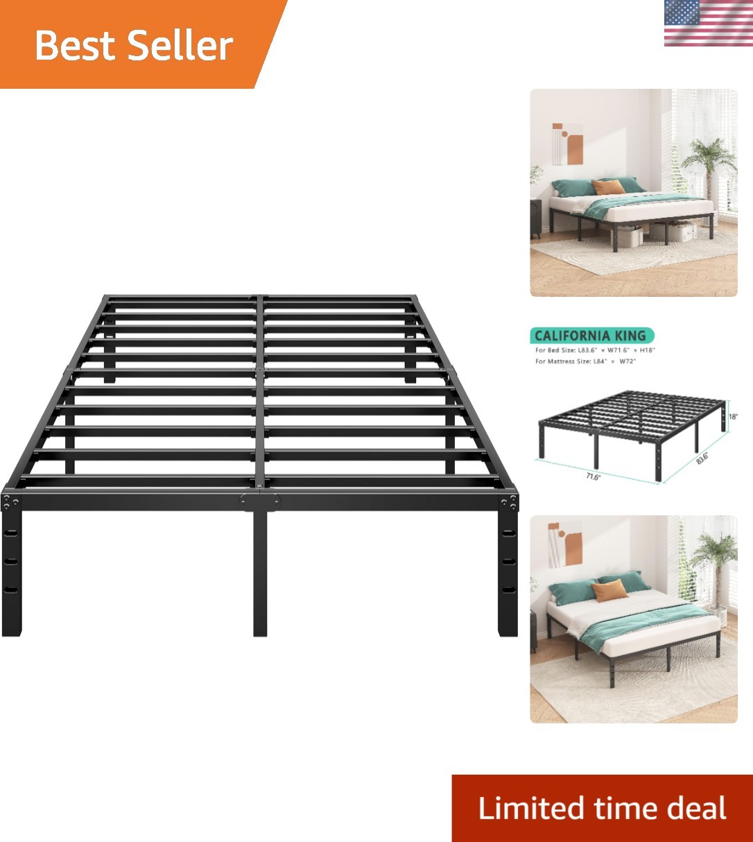 Minimalist 14-Inch Metal Platform Bed Frame – Ultimate Stability & Storage