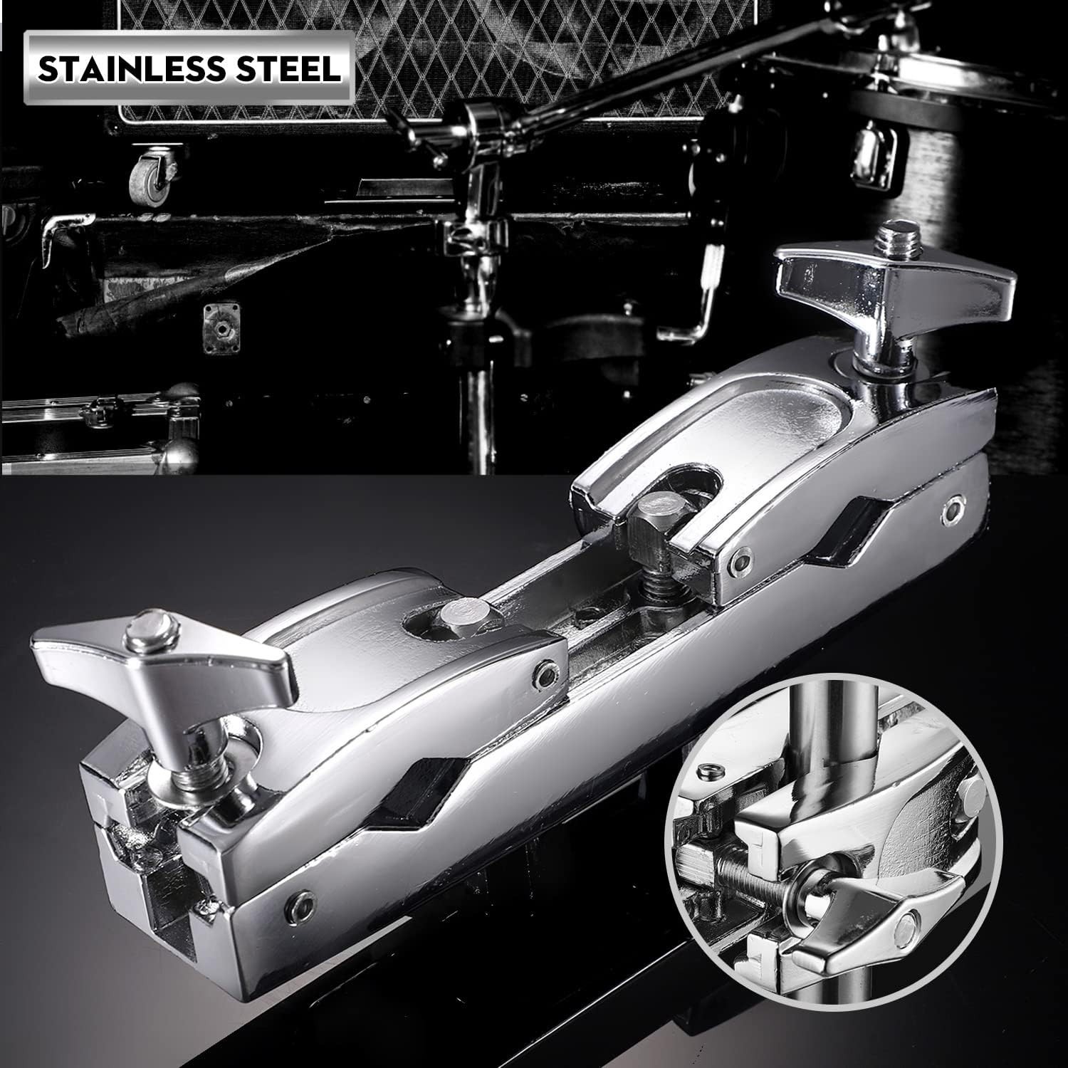 Adjustable Drum Multi-Clamp - Secure, Lightweight Holder for Cymbals & Toms