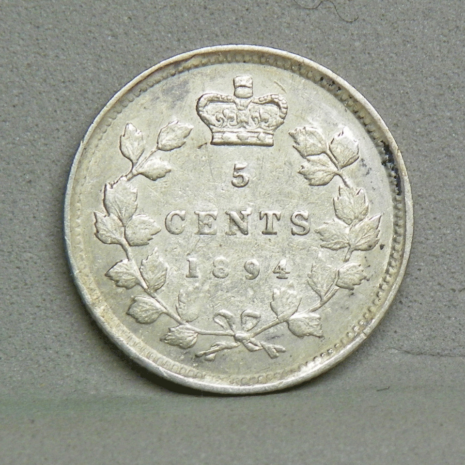 CANADA 1894 5 CENTS, XF