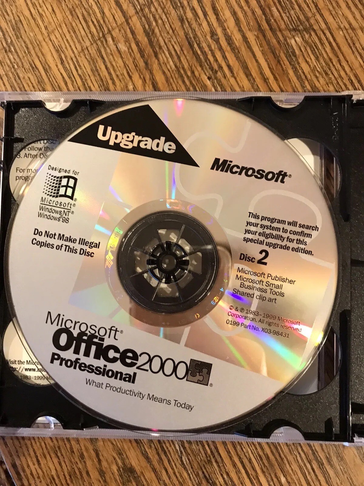 Genuine Microsoft Office 2000 Professional SR1 Upgrade - 2-CD Set on Holo Discs